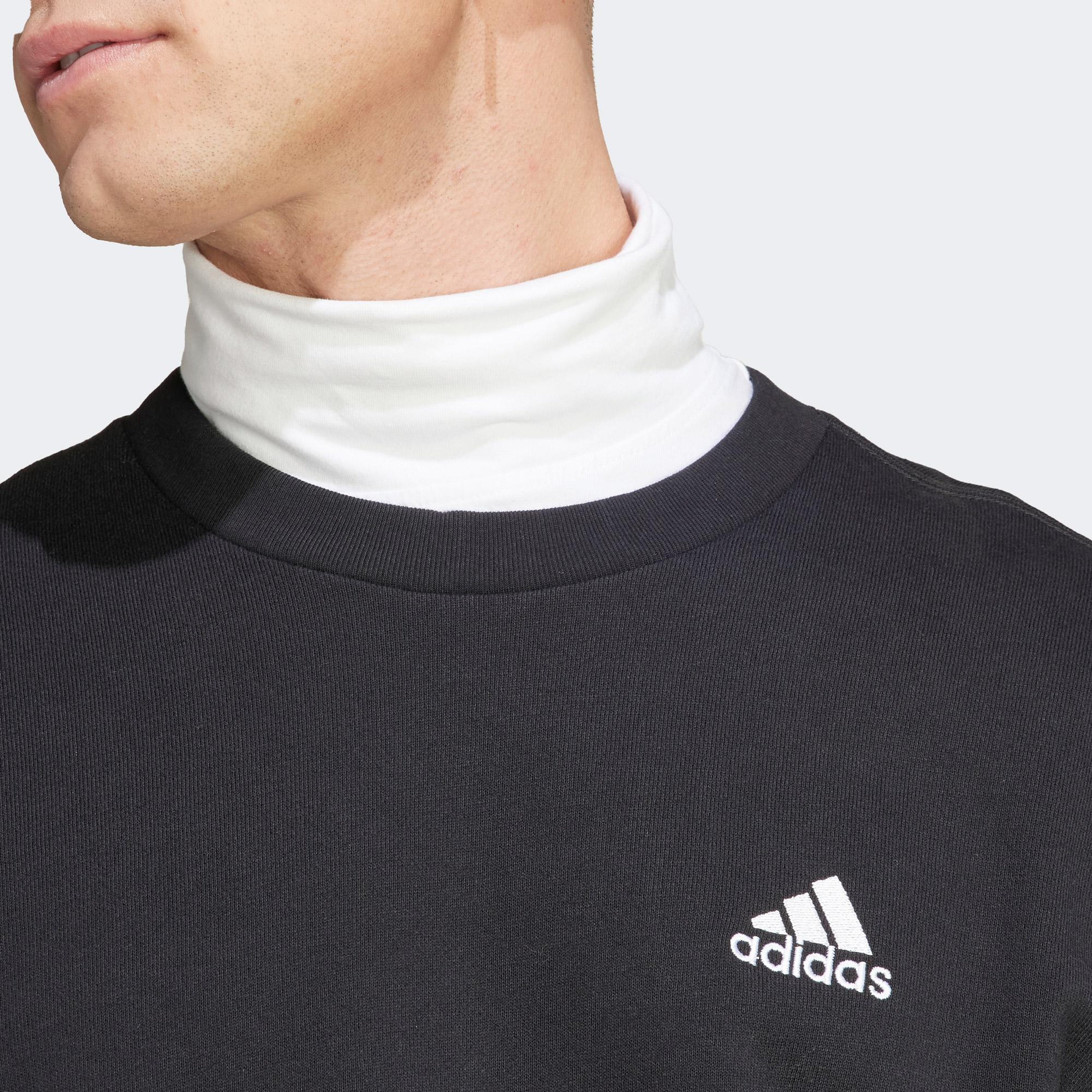 adidas Essentials Embroidered Small Logo Erkek Siyah Günlük Sweatshirt