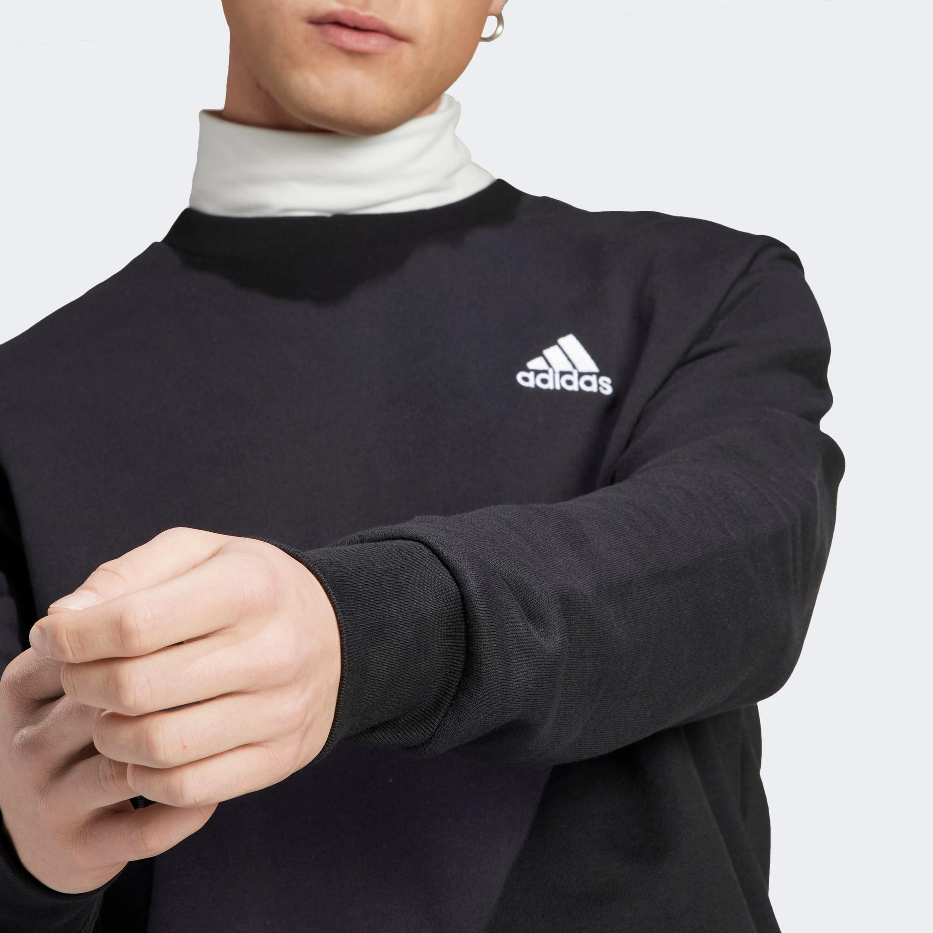 adidas Essentials Embroidered Small Logo Erkek Siyah Günlük Sweatshirt