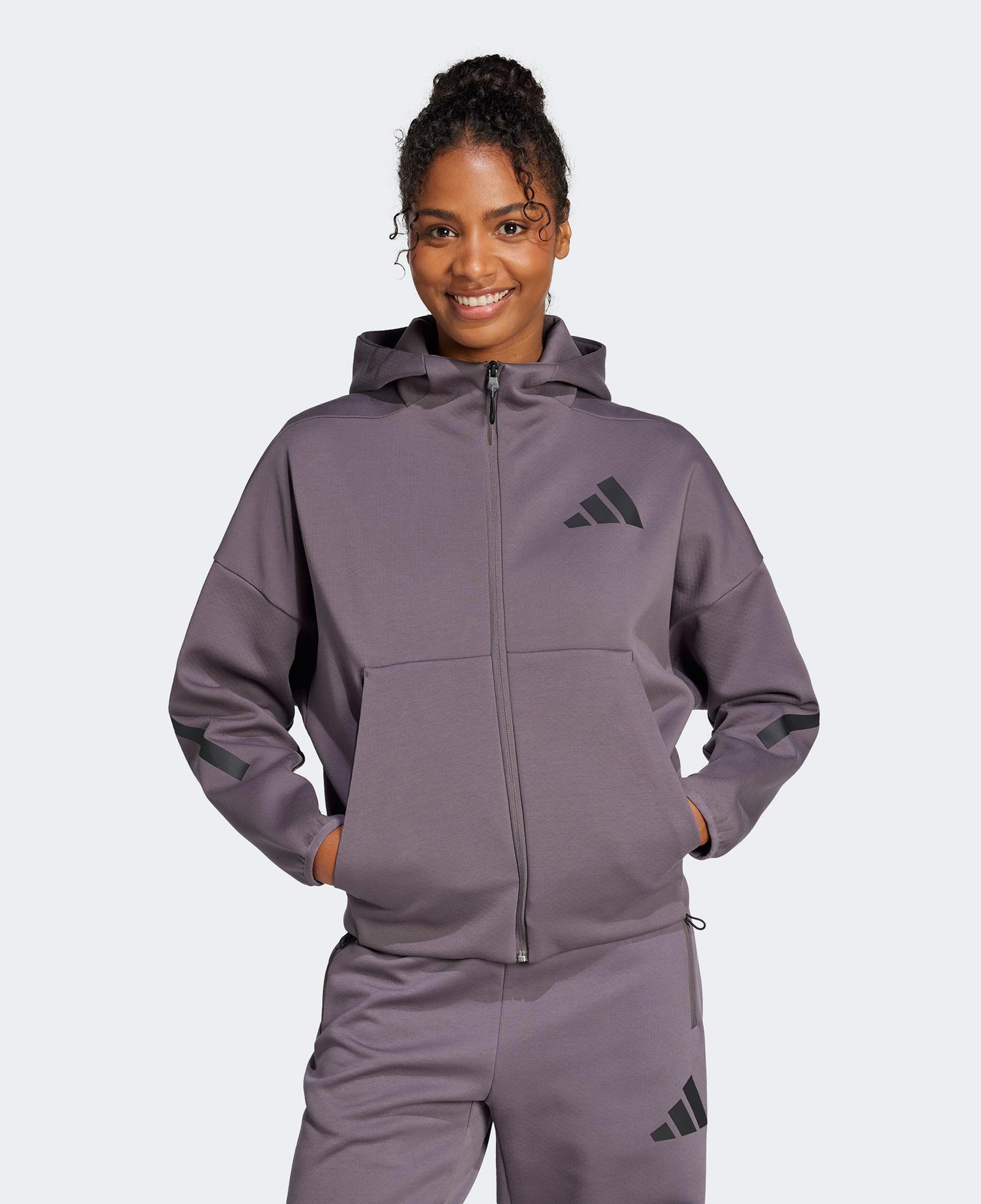 adidas Z.N.E. Full Zip Kadın Mor Sweatshirt
