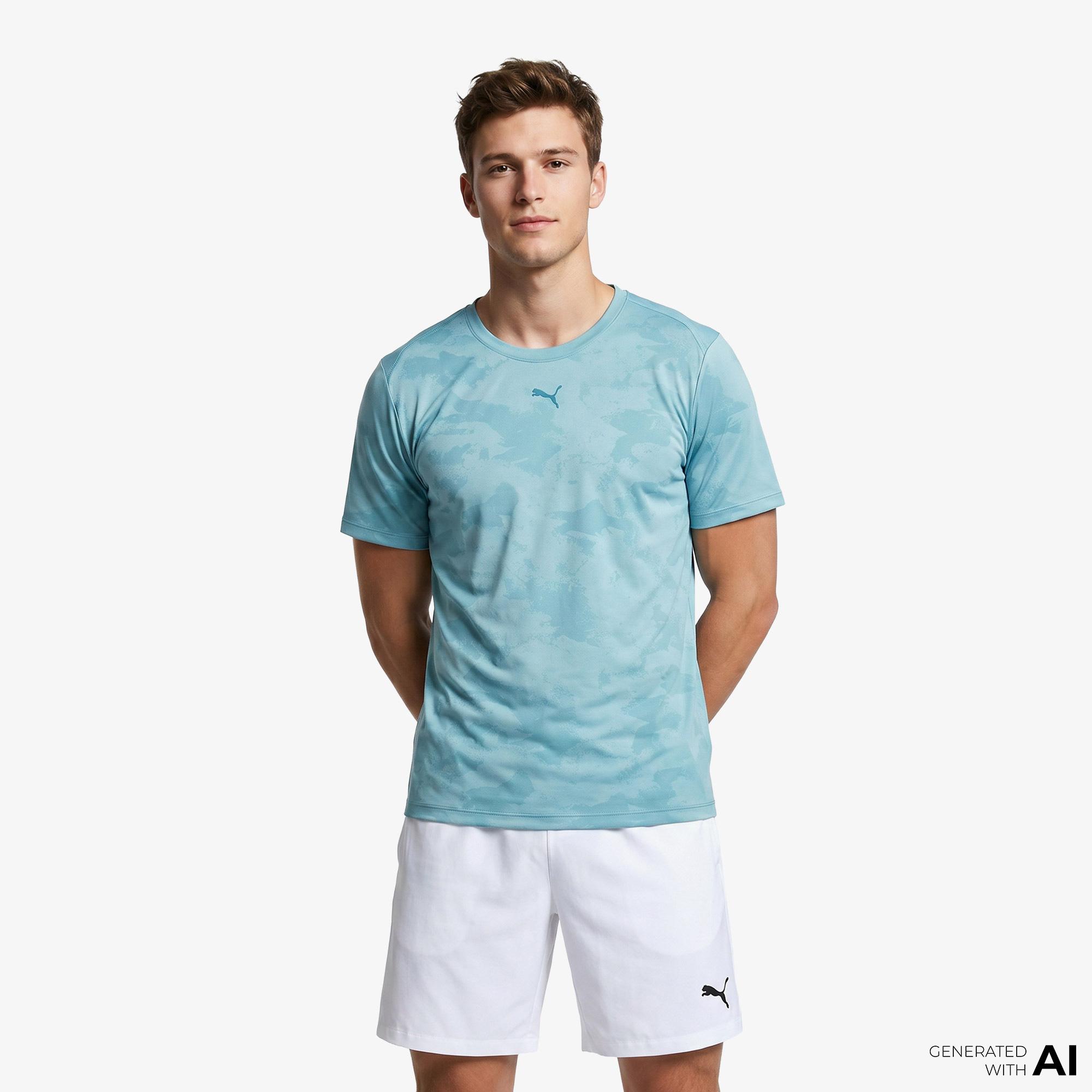 Puma Cloudspun Emboss Erkek Mavi Antrenman T-Shirt
