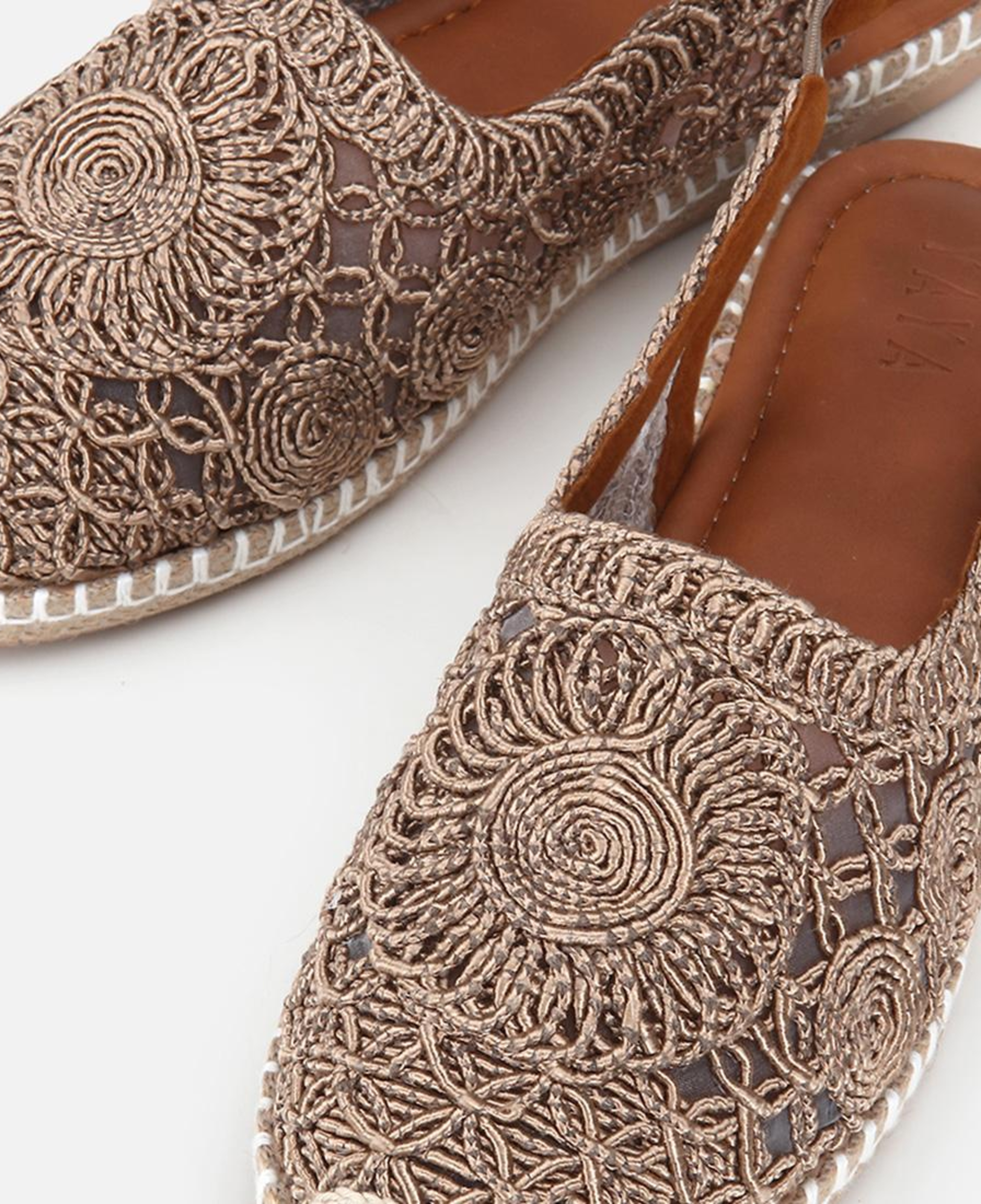 Kadın Vizon Dantel Örgü Detaylı Arkası Açık Espadril