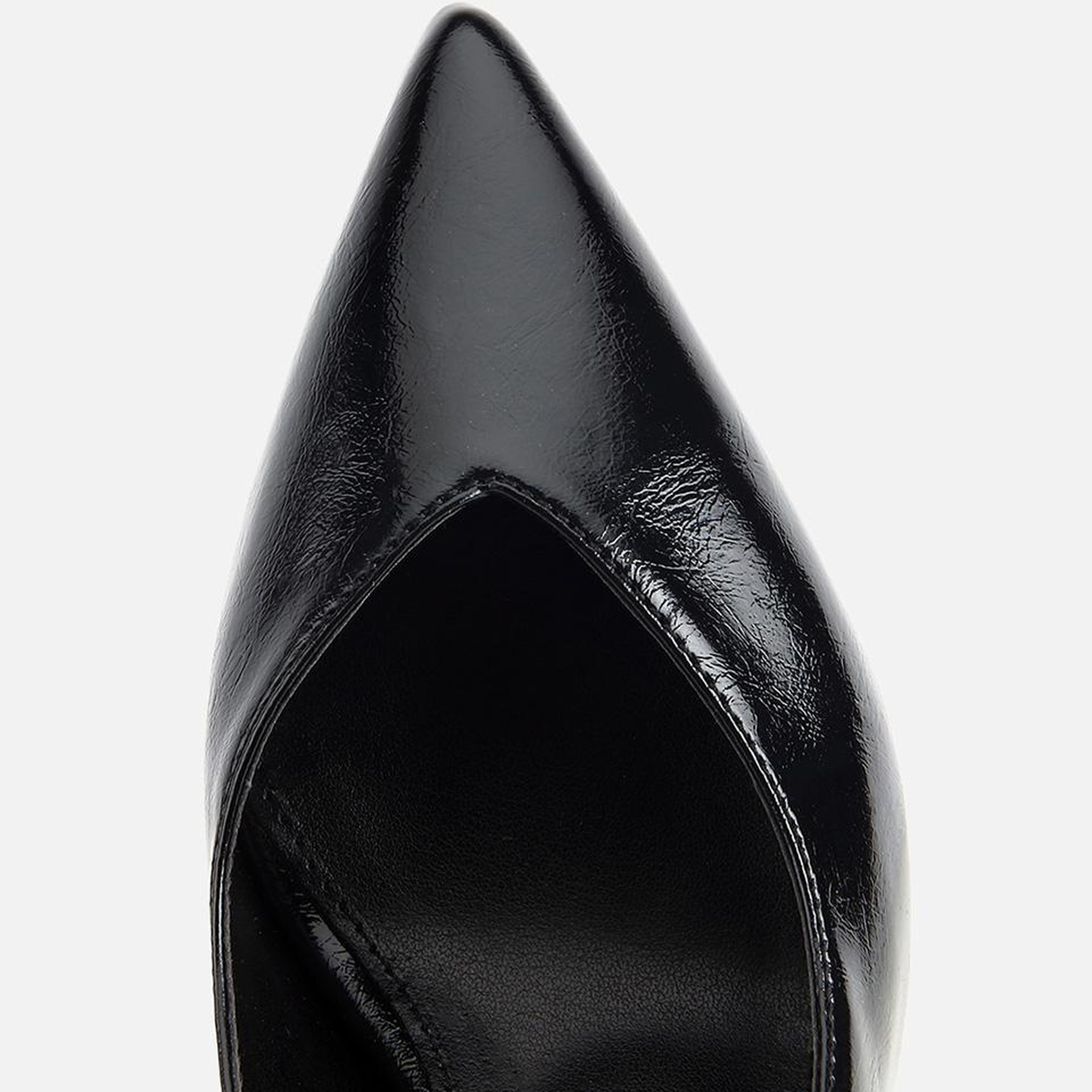 Kadın Siyah Rugan Arkası Açık İnce Topuklu Stiletto