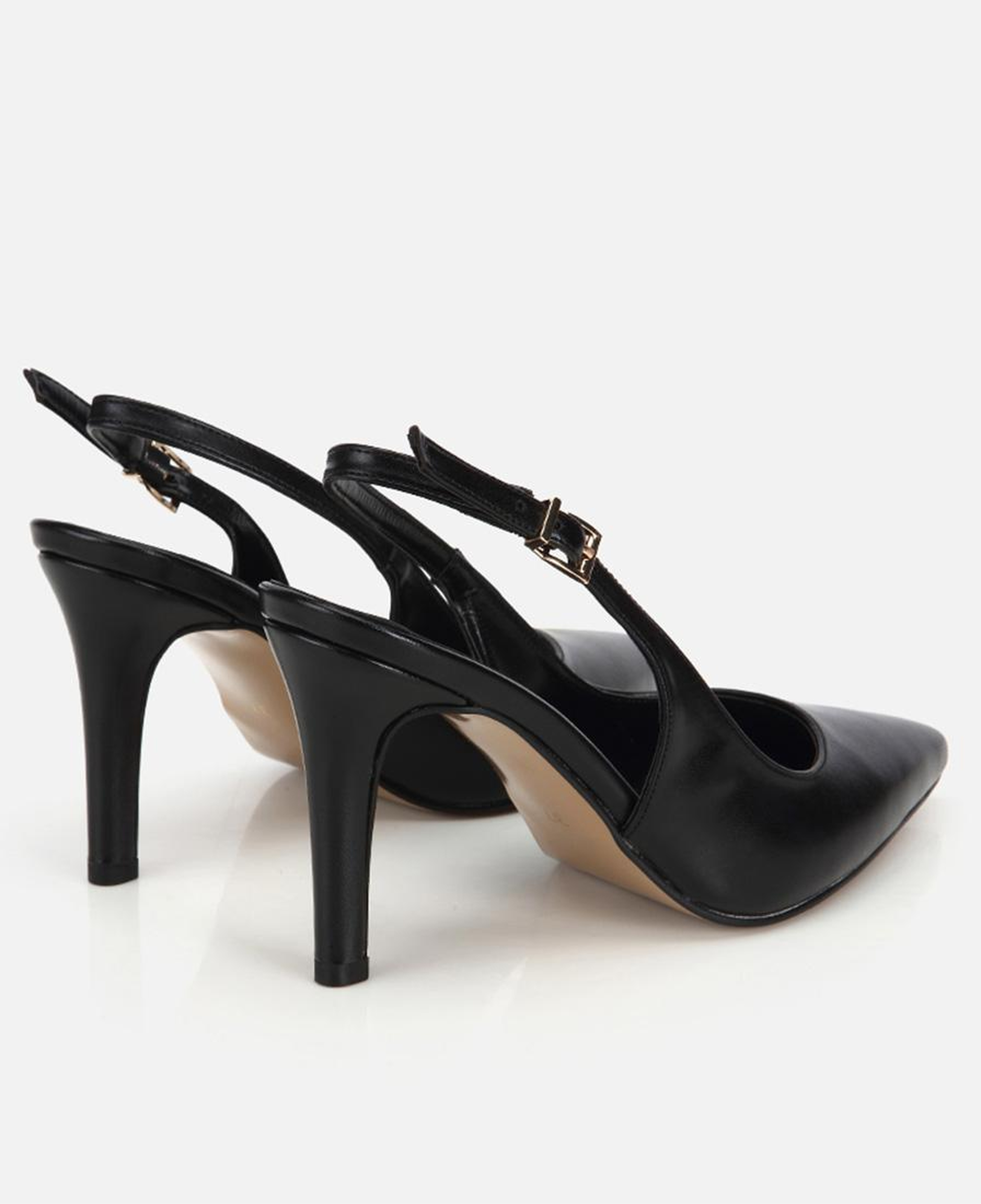 Kadın Siyah Sivri Burunlu İnce Topuklu Arkası Açık Stiletto
