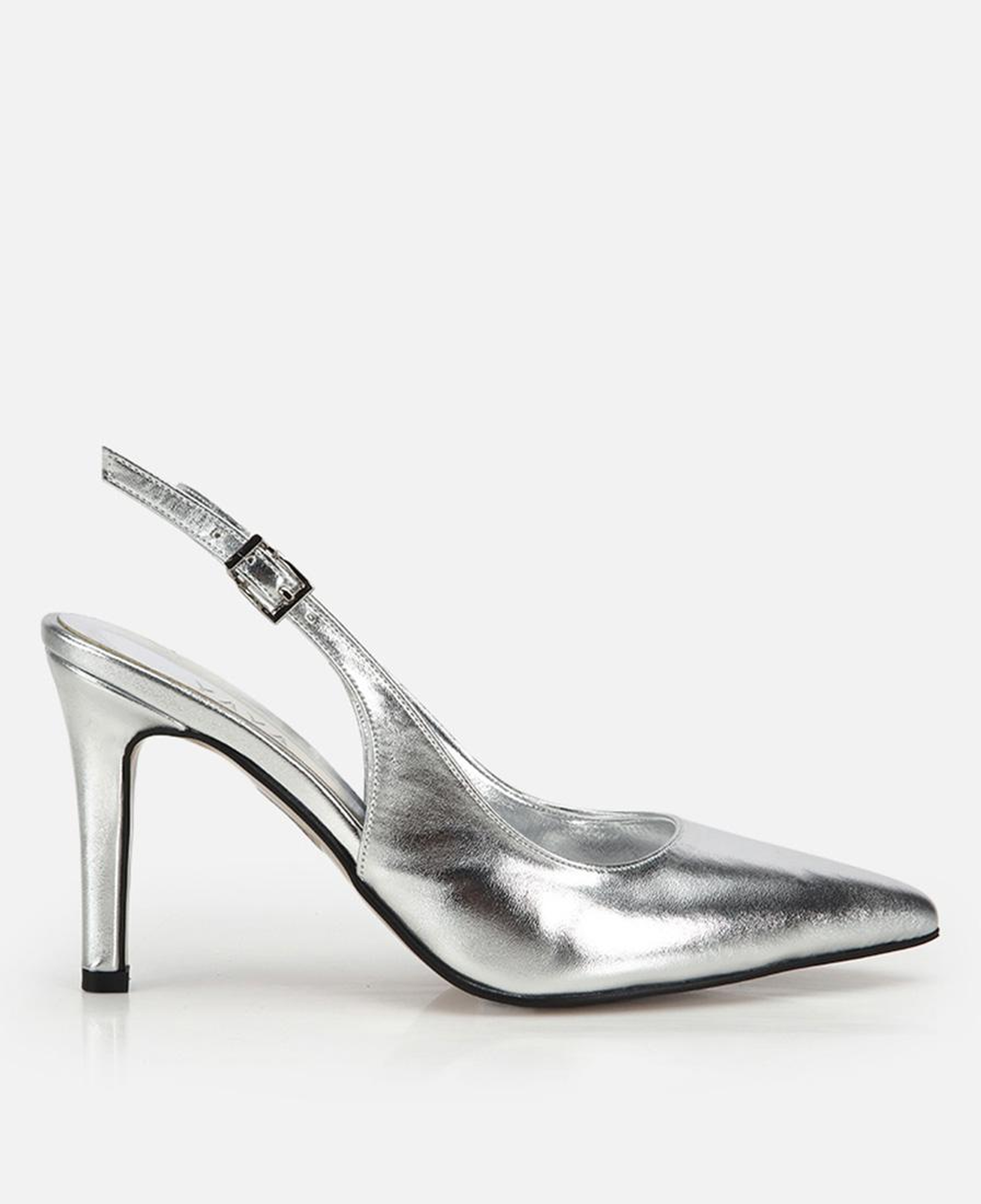 Kadın Lame Sivri Burunlu İnce Topuklu Arkası Açık Stiletto