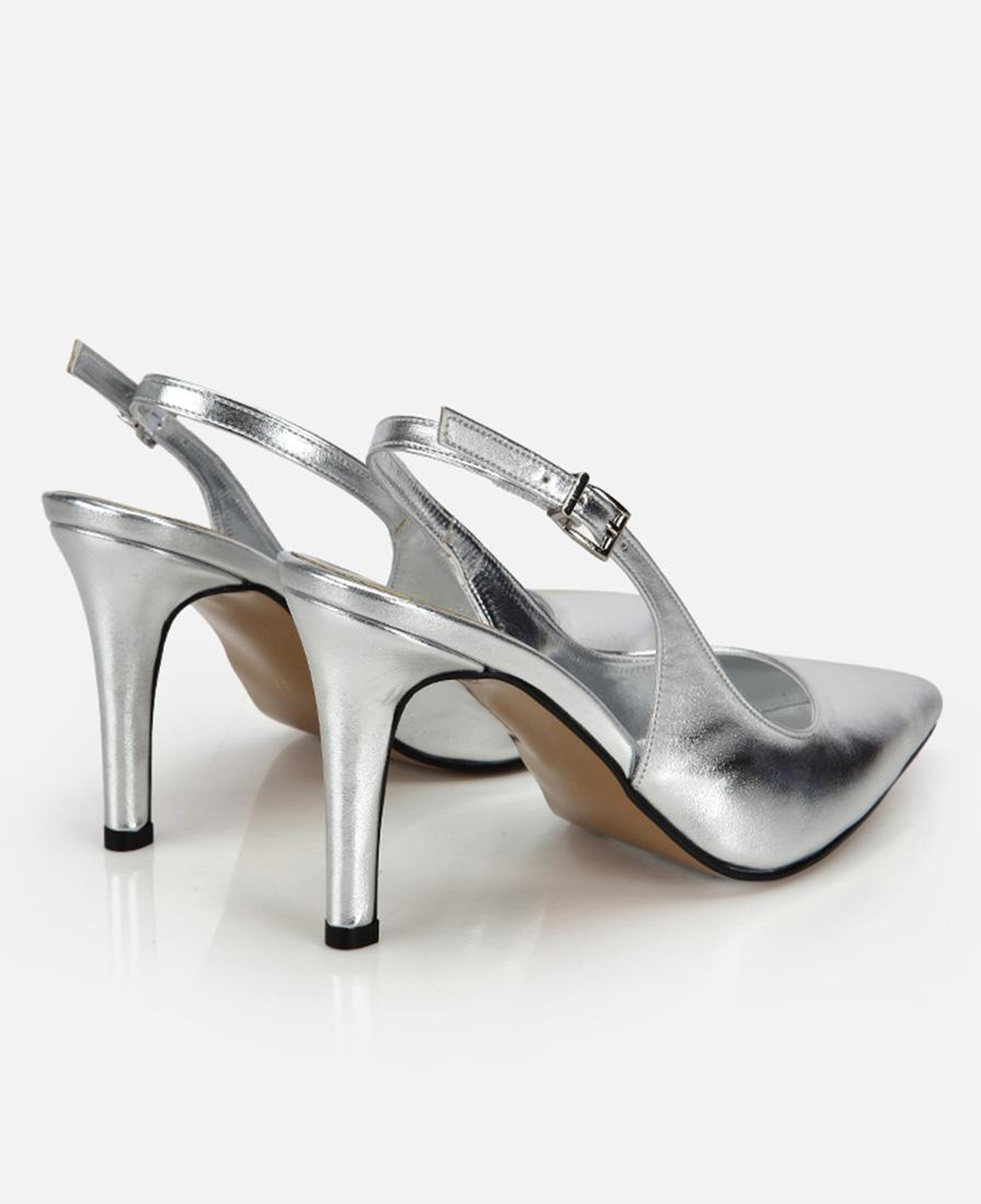 Kadın Lame Sivri Burunlu İnce Topuklu Arkası Açık Stiletto