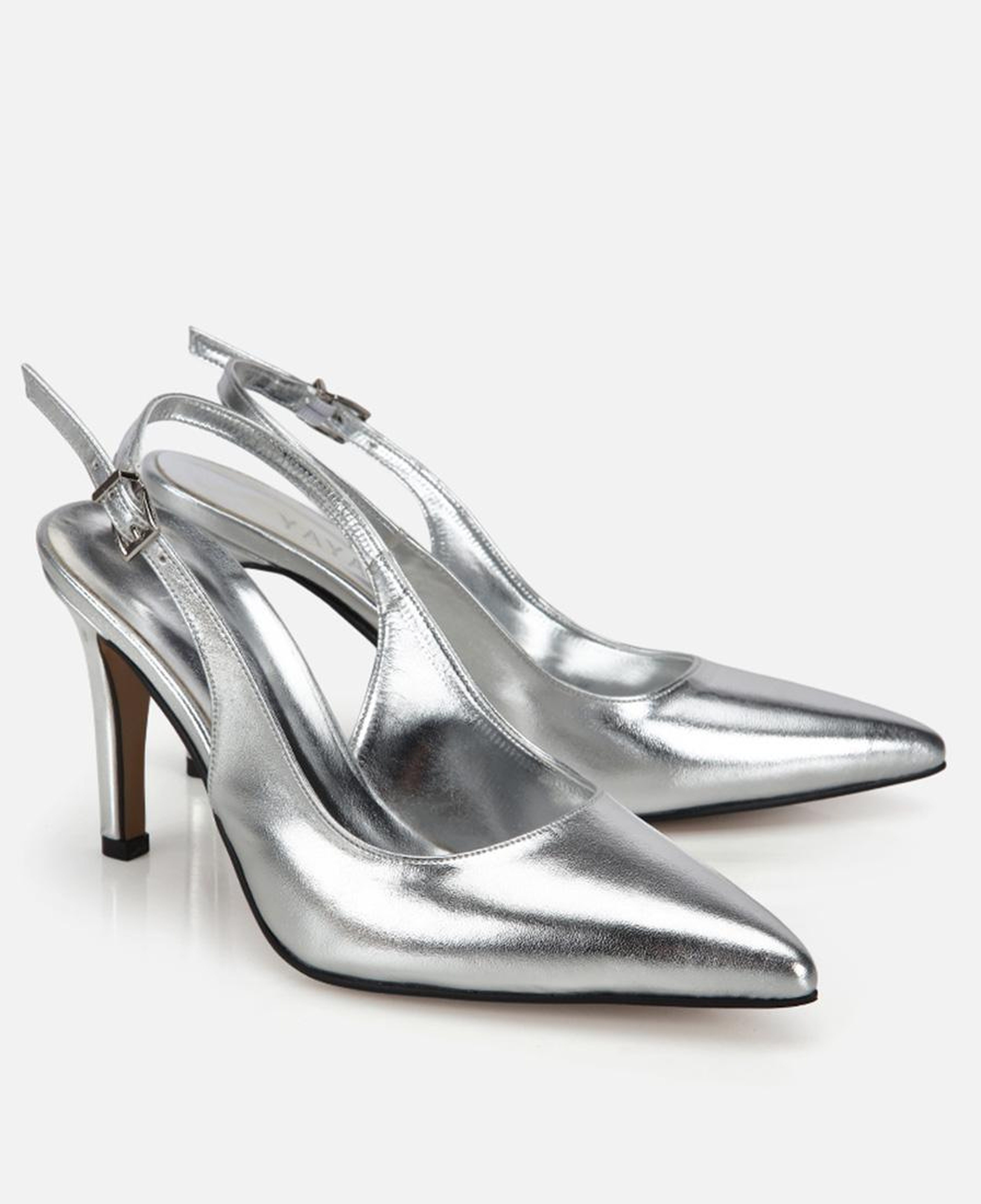 Kadın Lame Sivri Burunlu İnce Topuklu Arkası Açık Stiletto
