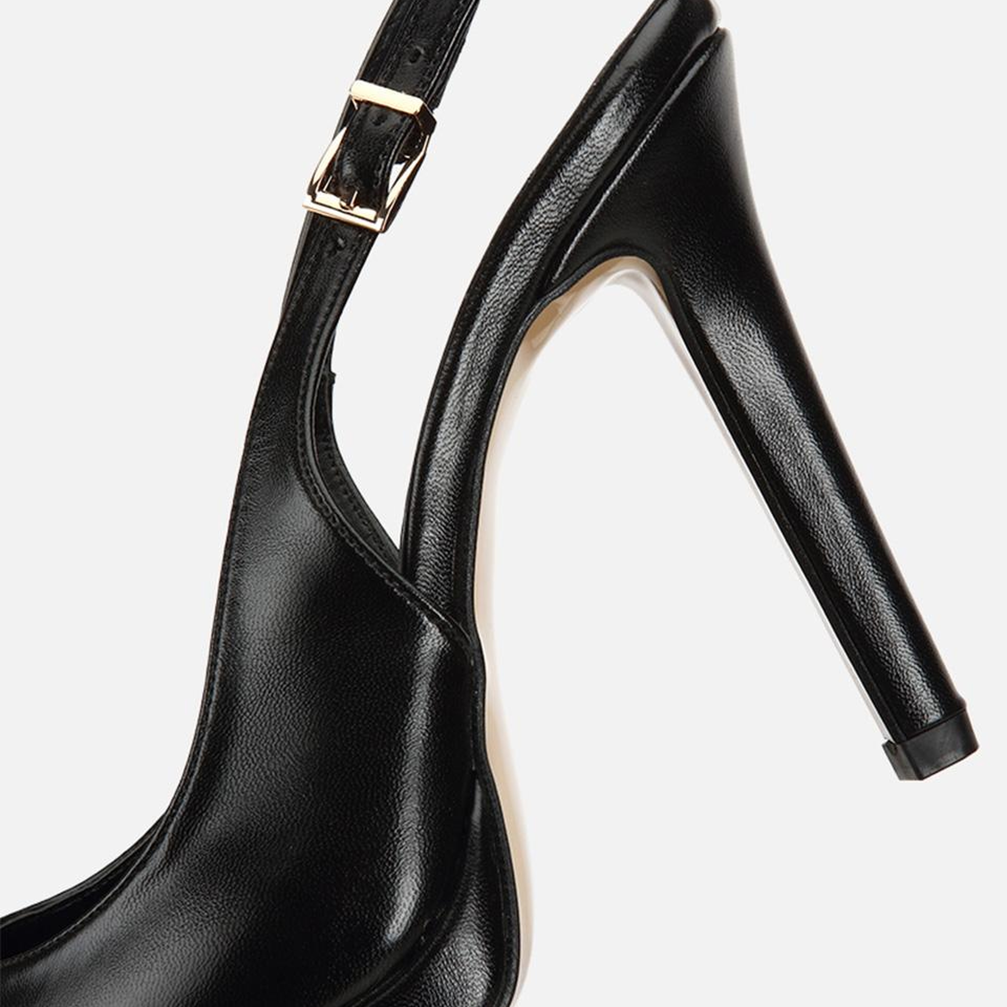 Kadın Siyah Sivri Burunlu Platformlu Yüksek Topuklu Arkası Açık Stiletto