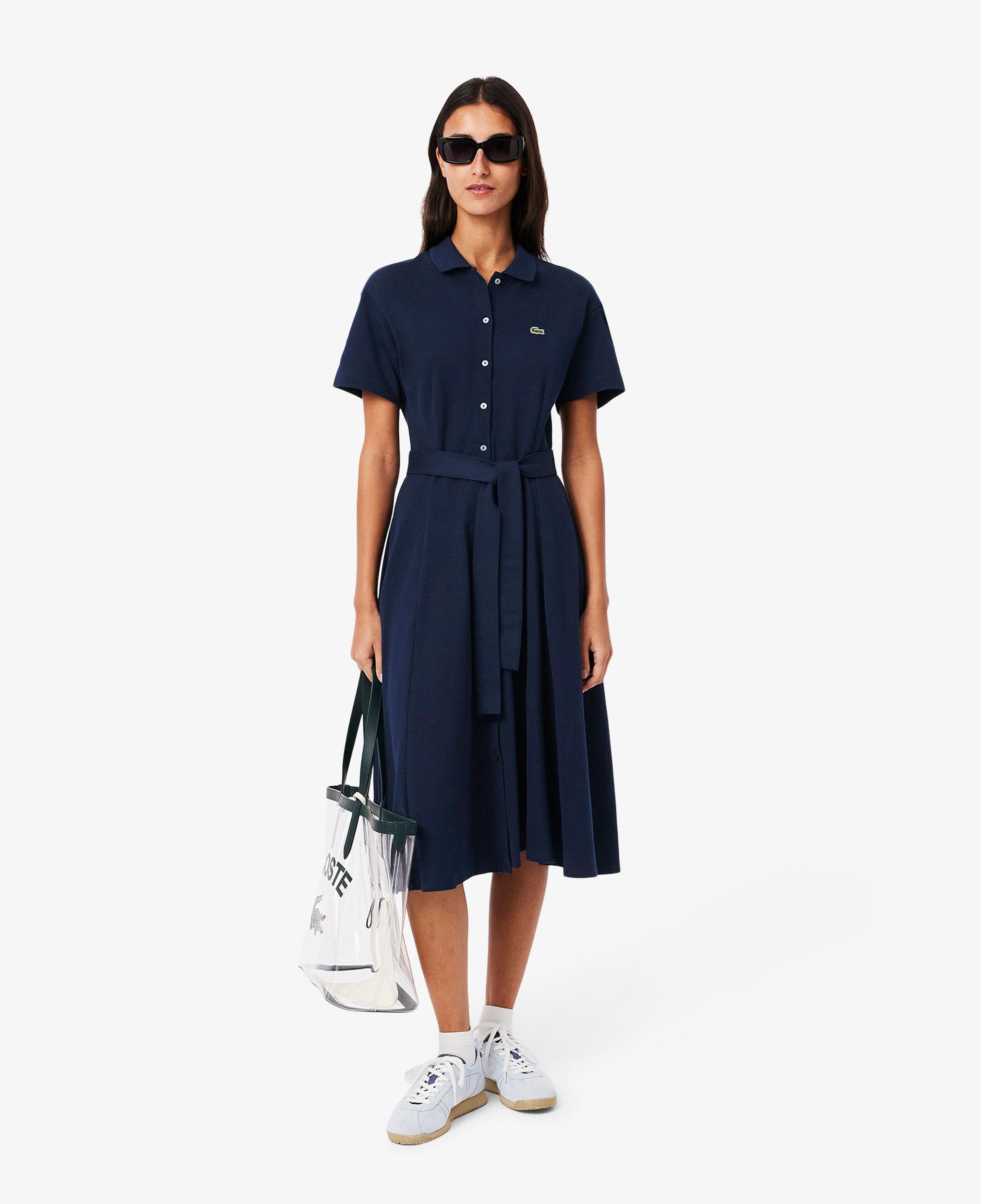Kadın Flare Fit Kısa Kollu Polo Yaka Lacivert Elbise