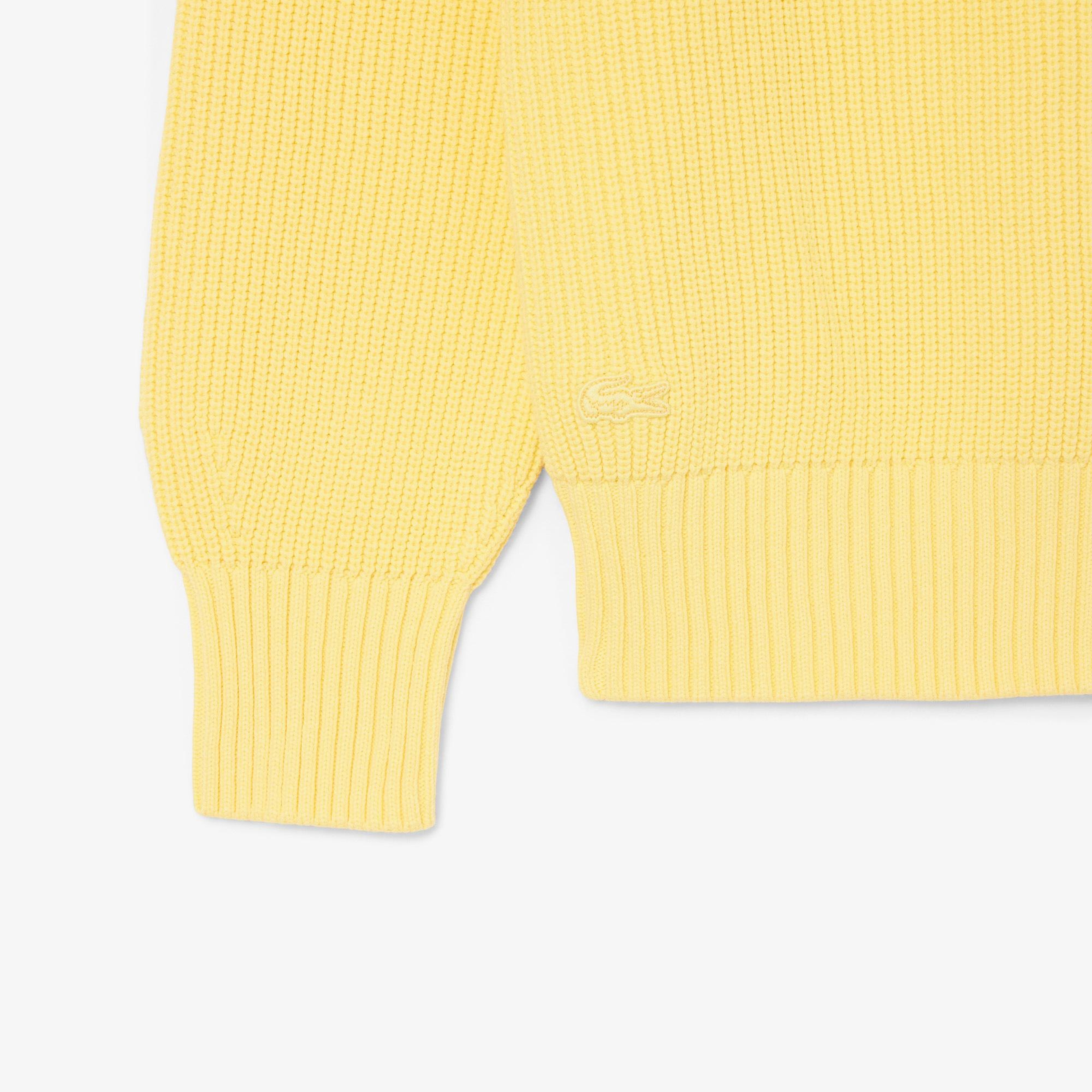 Erkek Classic Fit Bisiklet Yaka Sarı Kazak