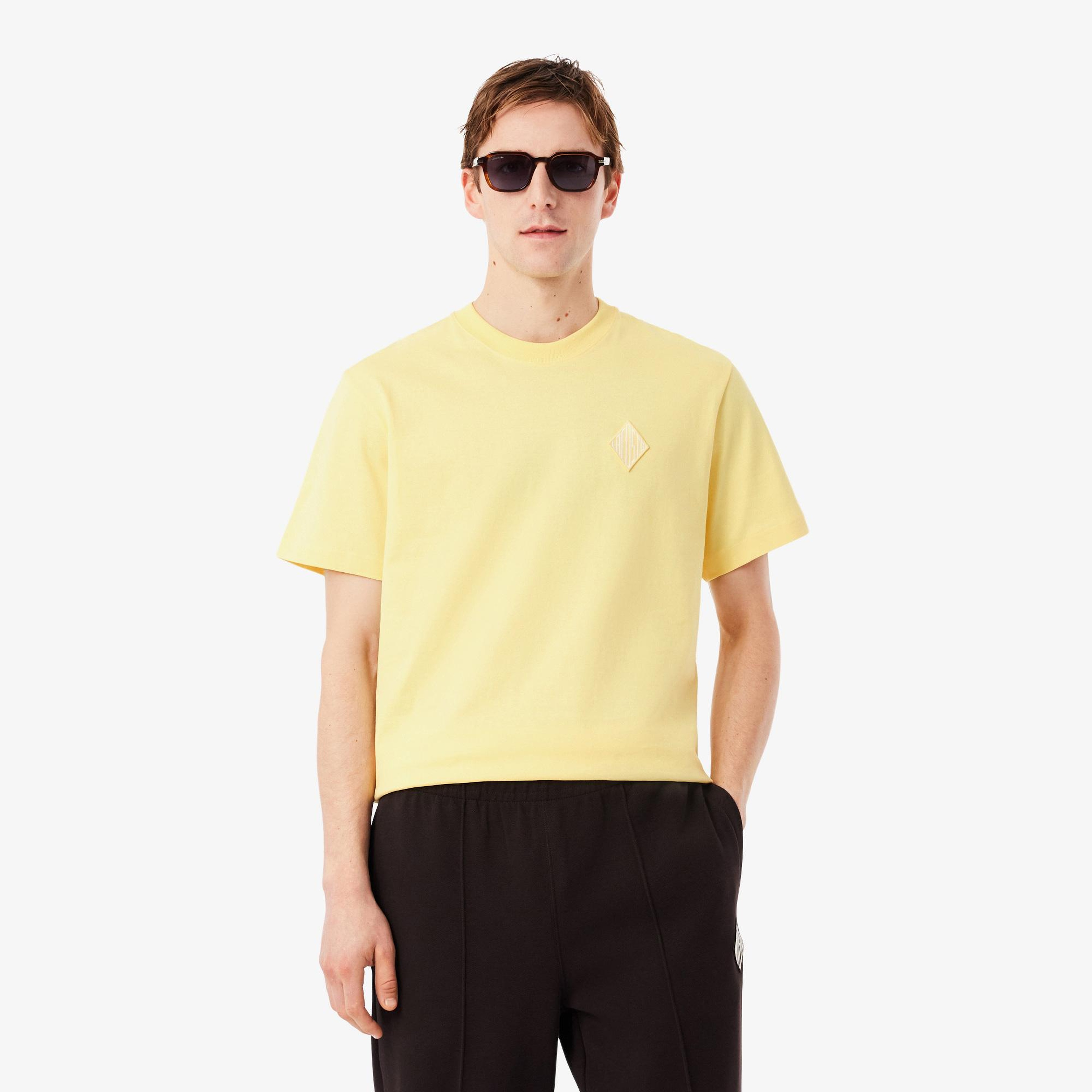 Erkek Classic Fit Bisiklet Yaka Sarı T-Shirt