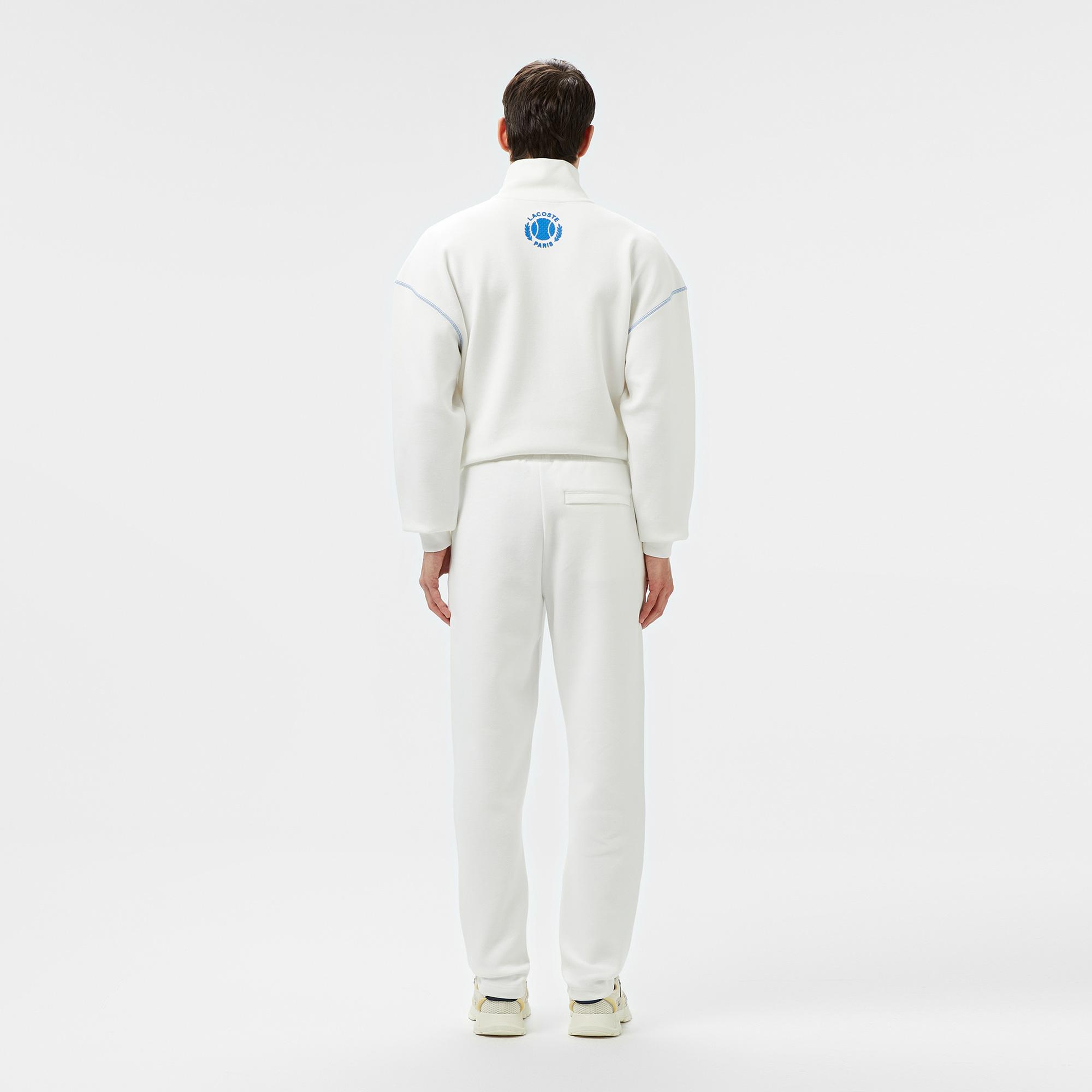 Erkek Tapered Fit Baskılı Beyaz Eşofman Altı