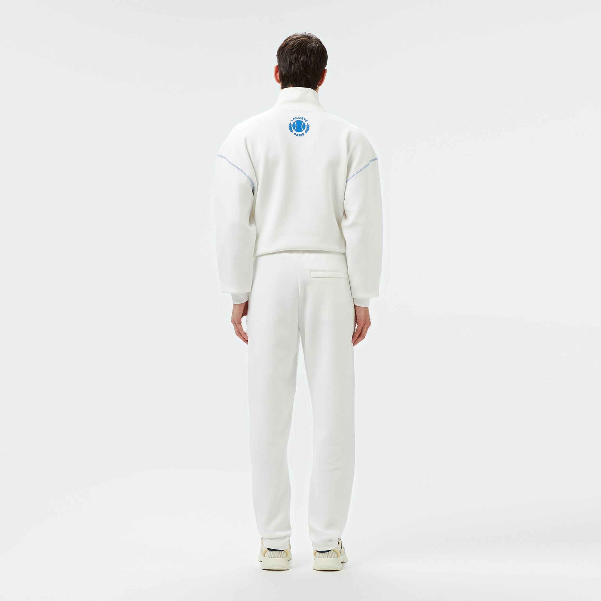 Erkek Tapered Fit Baskılı Beyaz Eşofman Altı
