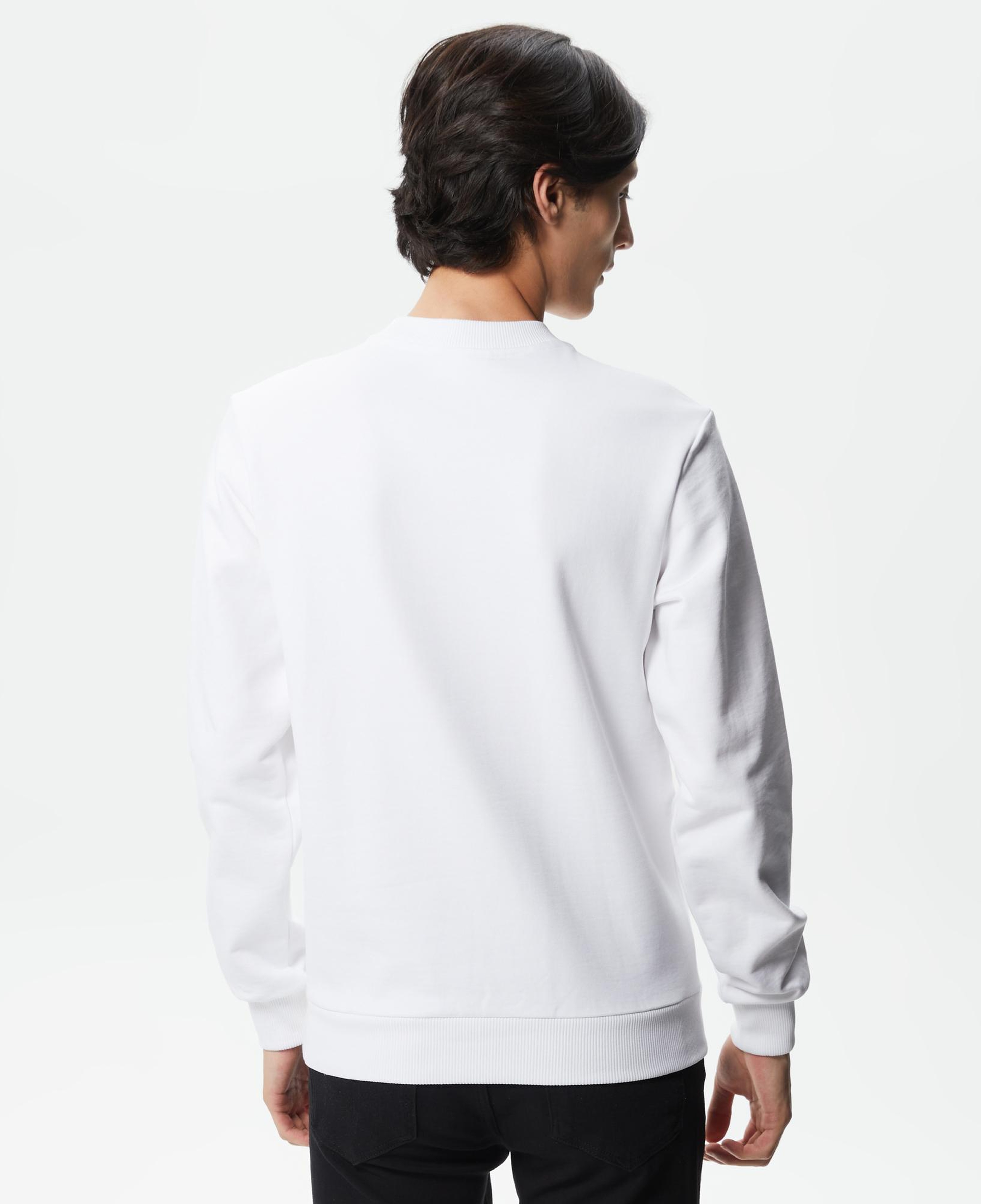 Erkek Regular Fit Bisiklet Yaka Baskılı Beyaz Sweatshirt