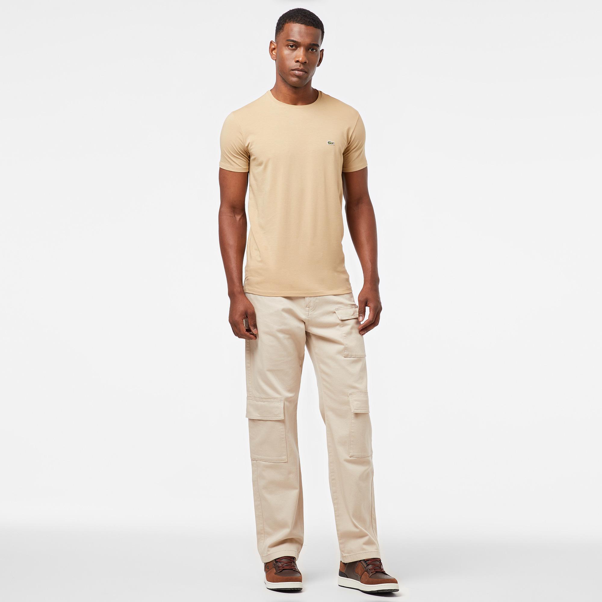 Erkek Relaxed Fit Krem Kargo Pantolon