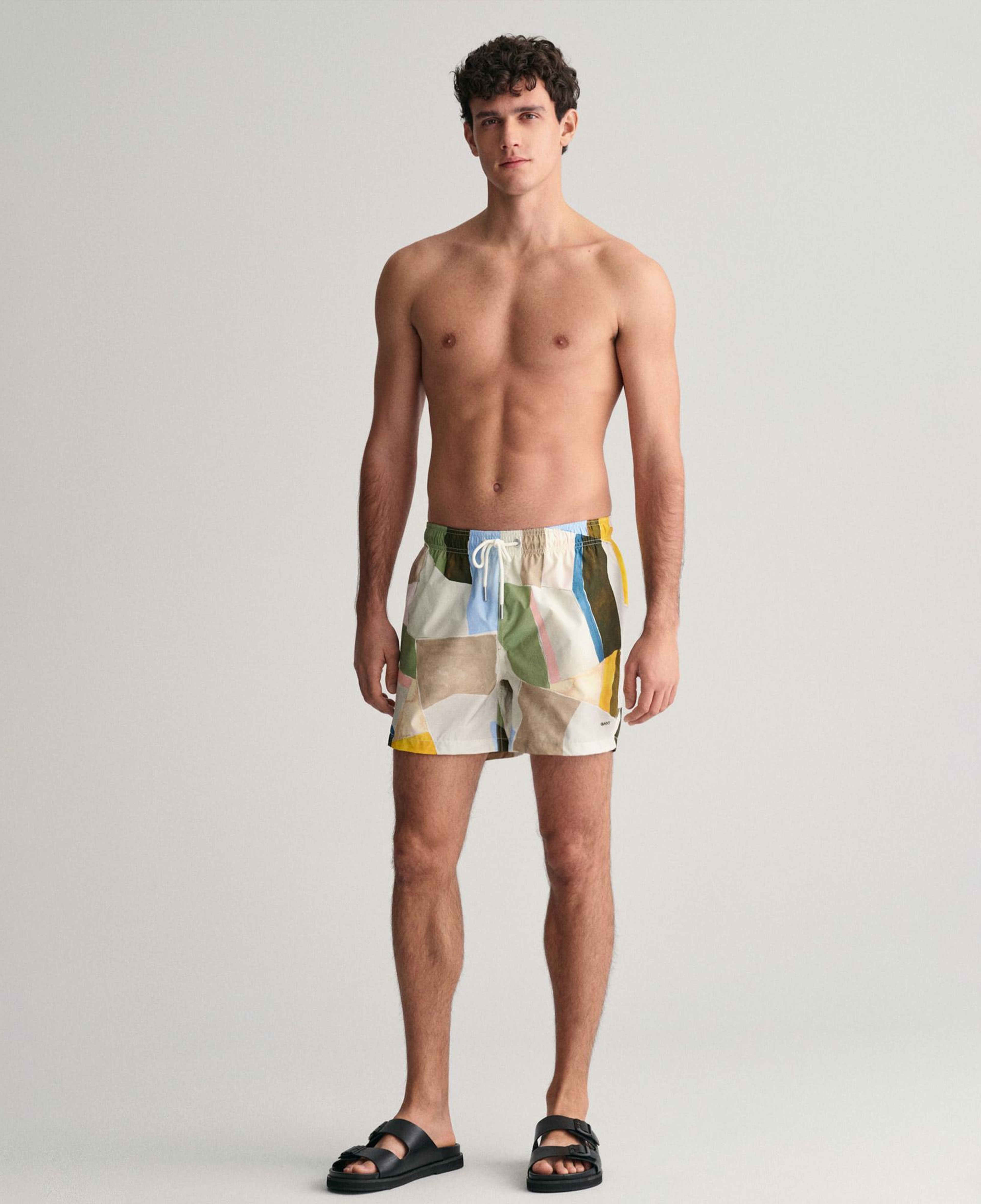 GANT Erkek Sarı Regular Fit Desenli Deniz Şortu