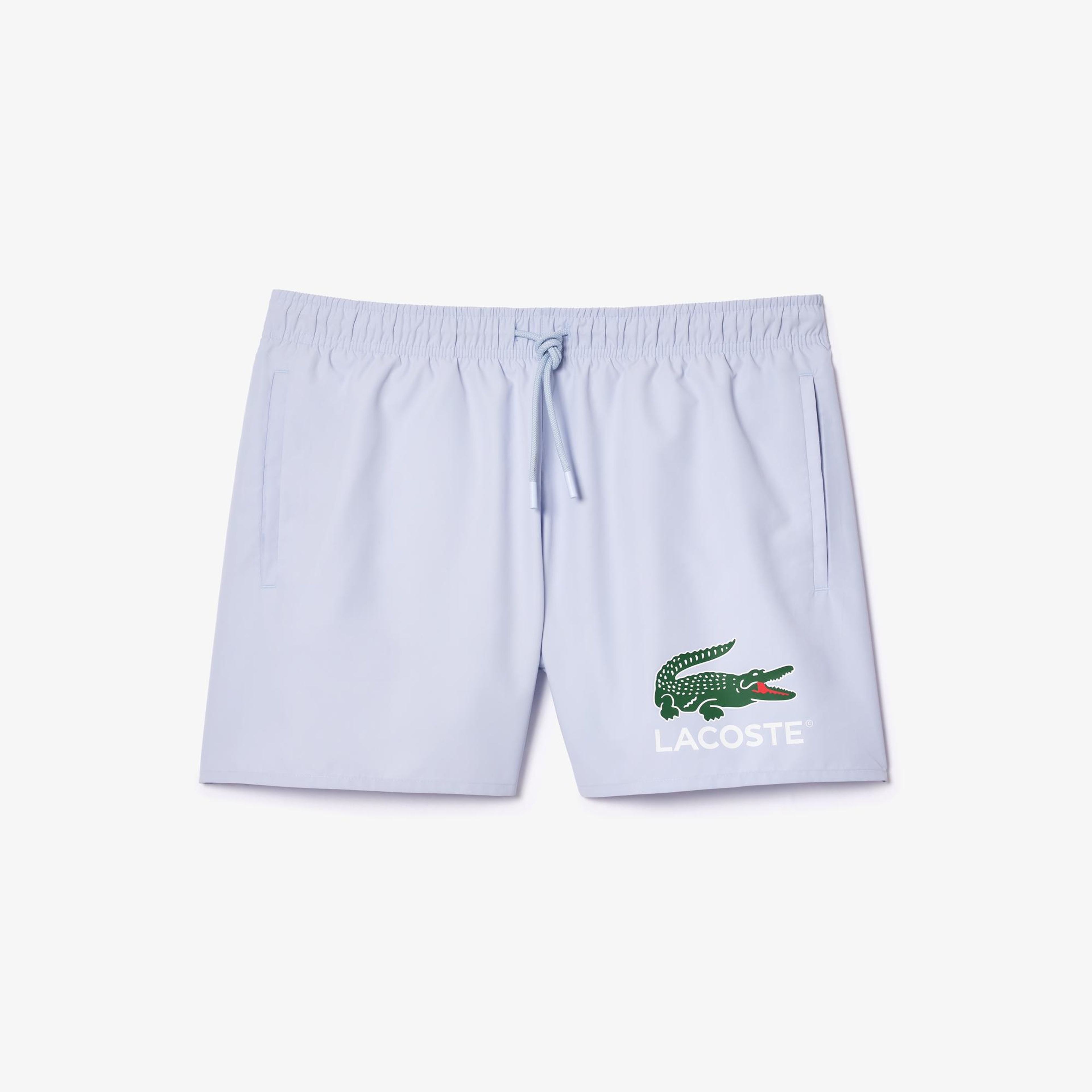 Lacoste Erkek Baskılı Mavi Deniz Şortu