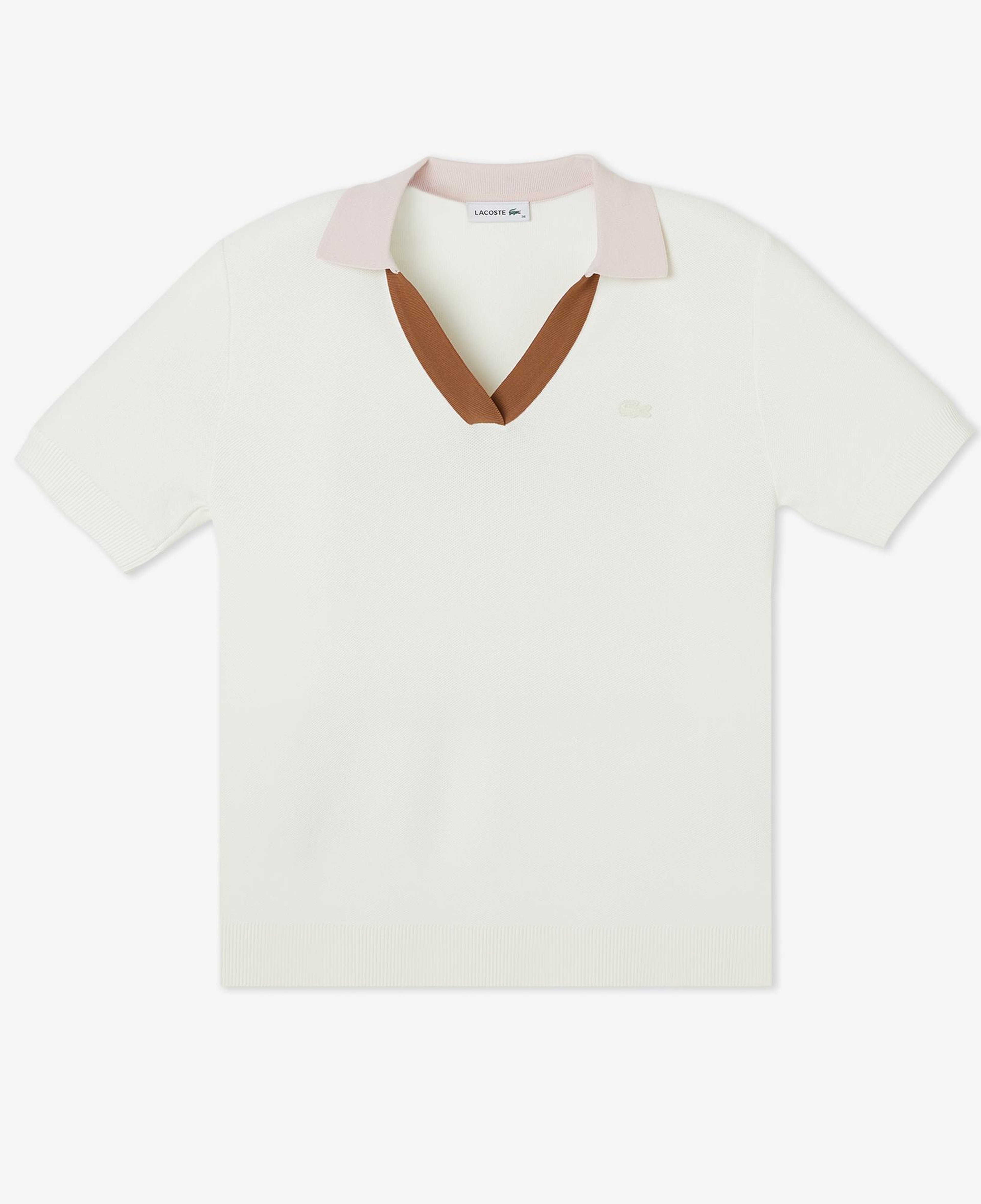 Kadın Regular Fit Kısa Kollu Polo Yaka Krem Triko