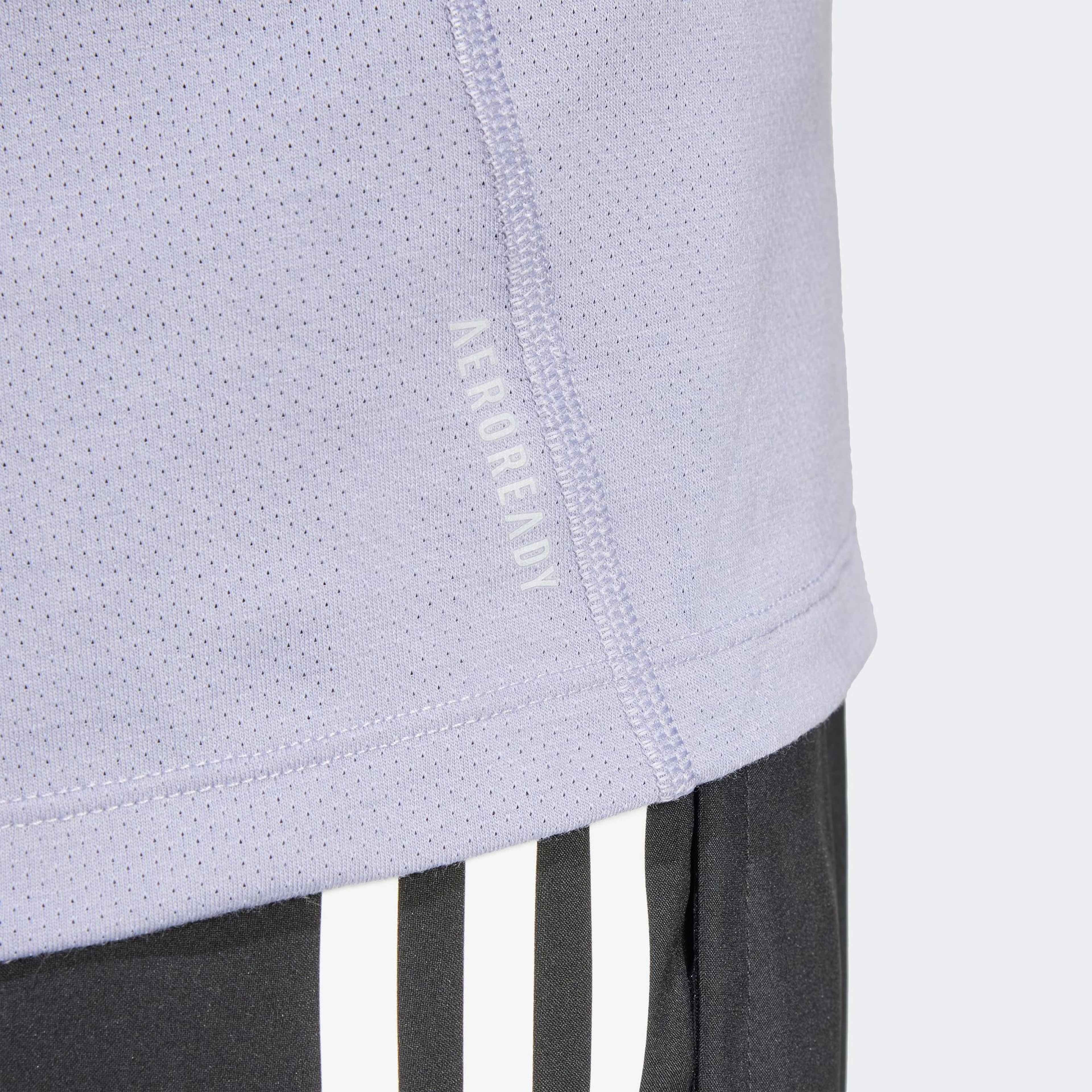 adidas Own The Run 3 Stripes Erkek Mor Koşu T-Shirt