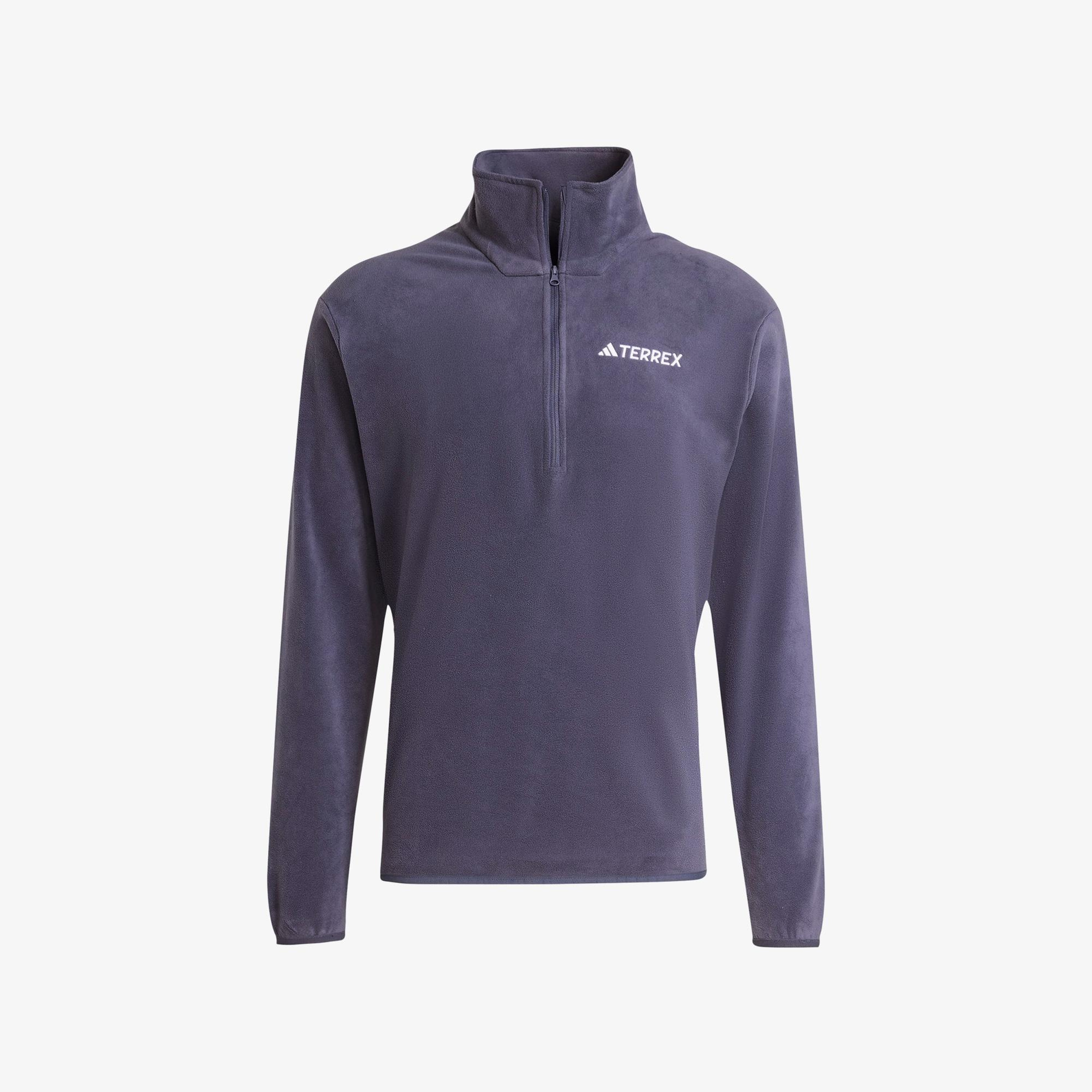 adidas Multi Essentials 1-2 Zip Fleece Erkek Mavi Yürüyüş Polar