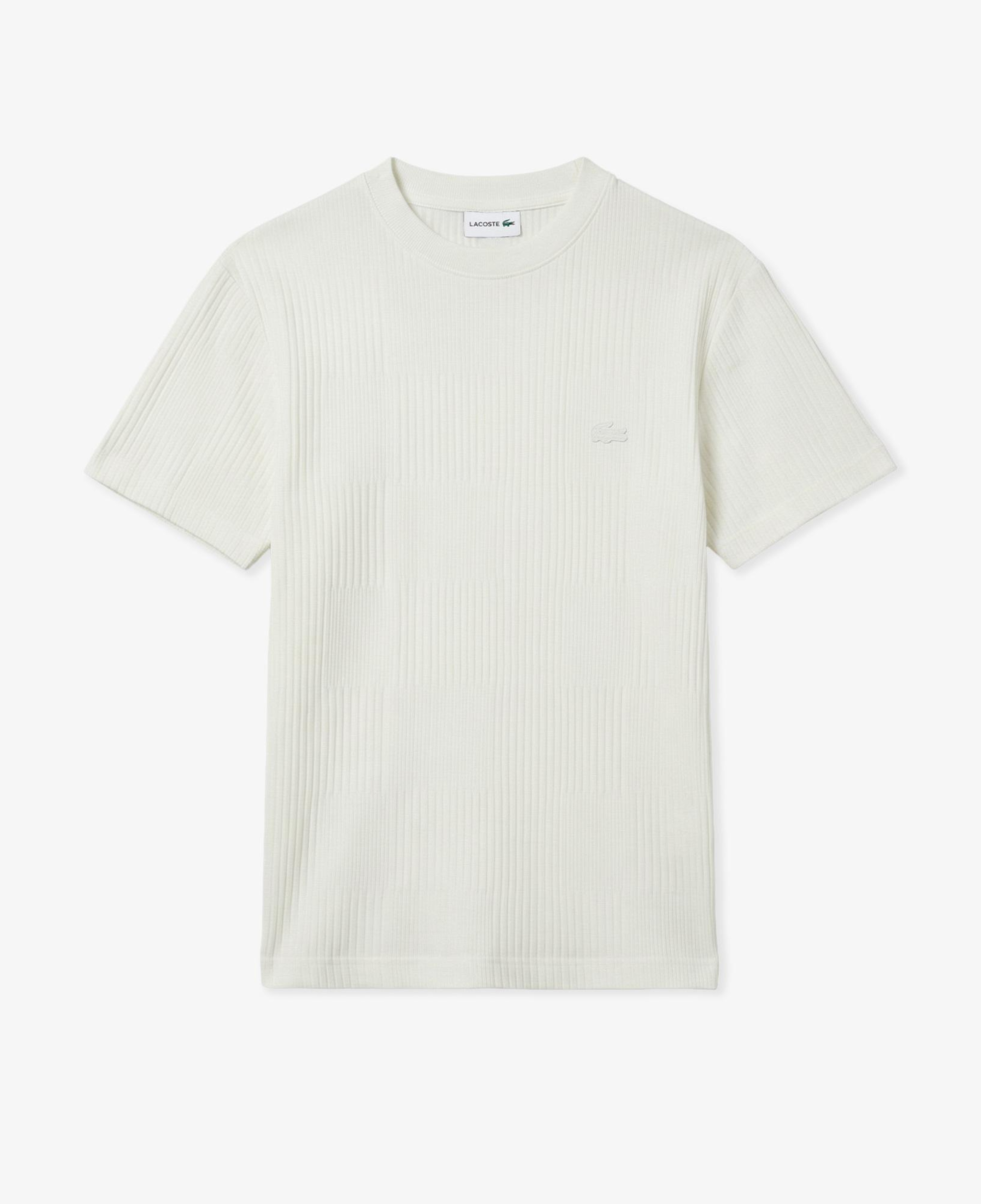 Erkek Regular Fit Bisiklet Yaka Çizgili Beyaz T-Shirt