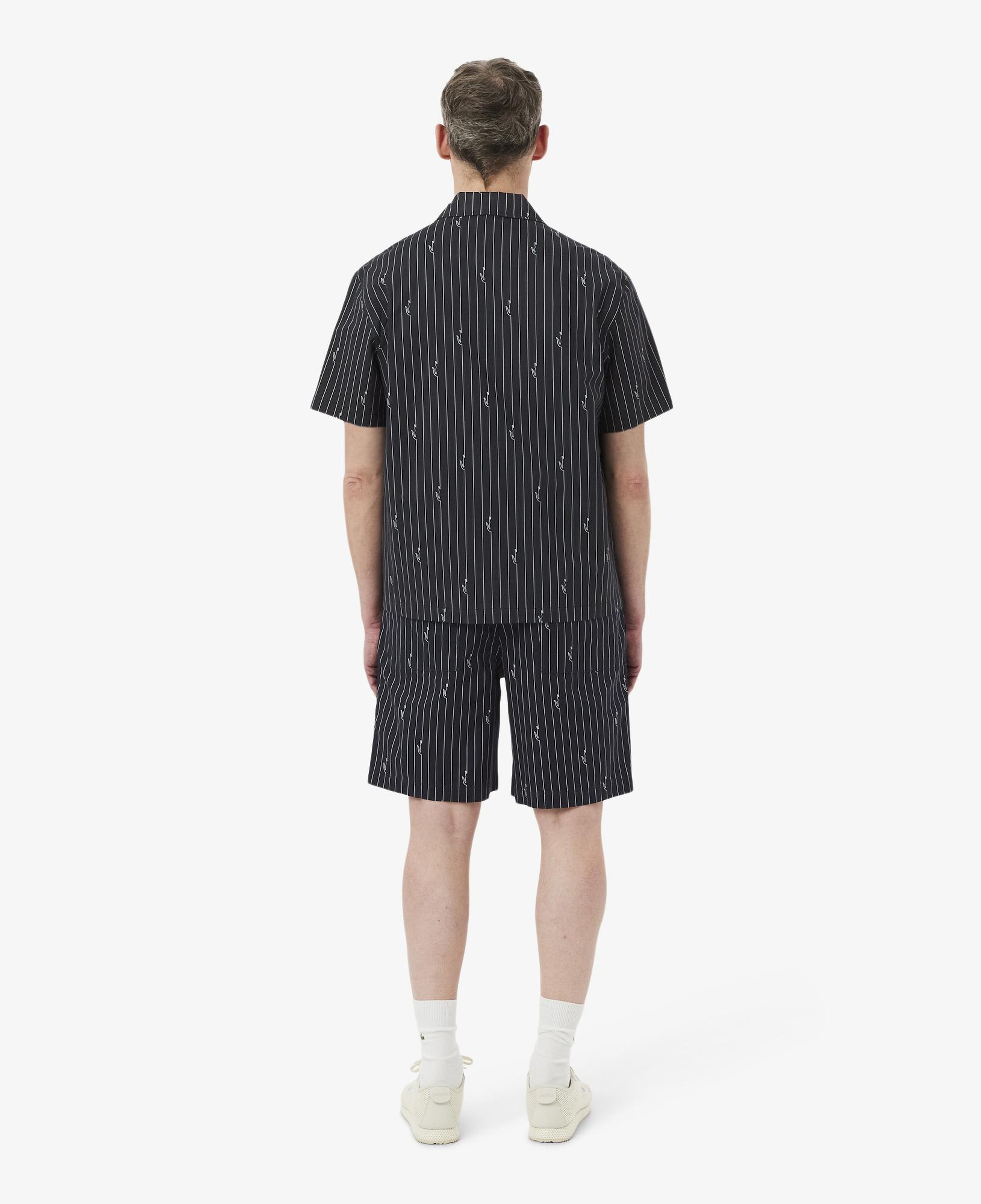 Erkek Relaxed Fit Çizgili Siyah Şort