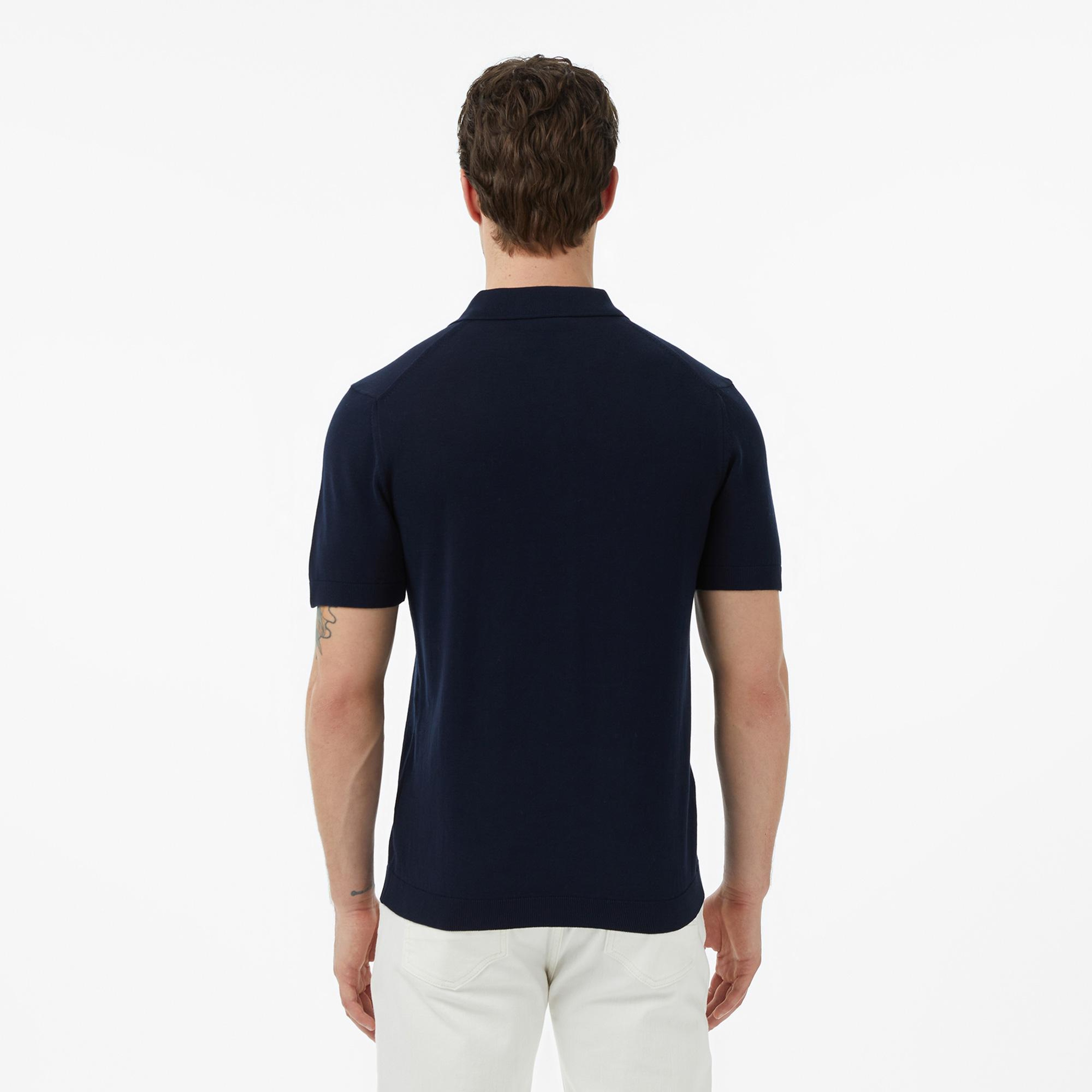 Erkek Classic Fit Kısa Kollu Polo Yaka Lacivert Triko