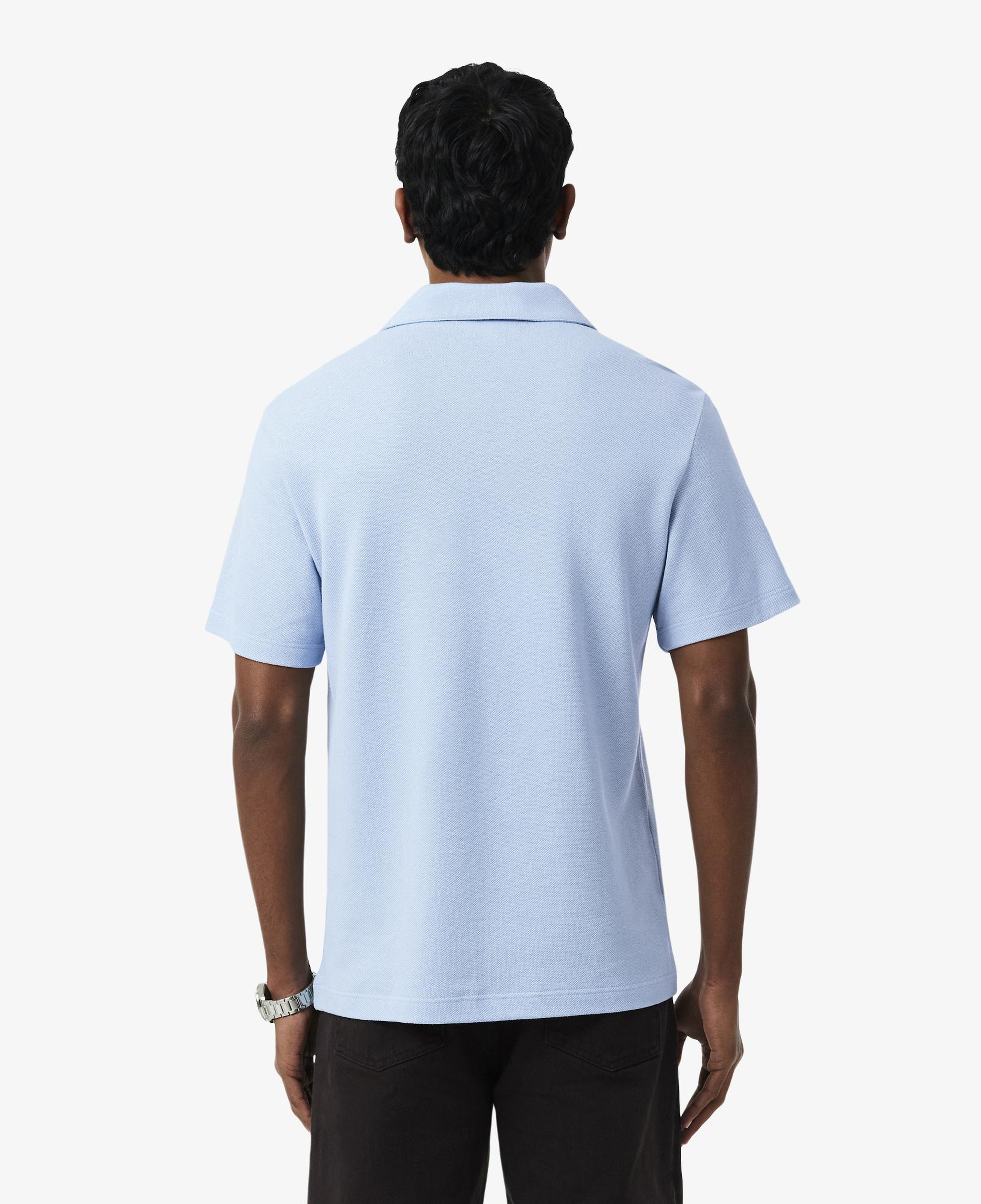 Erkek Classic Fit Keten Mavi Polo
