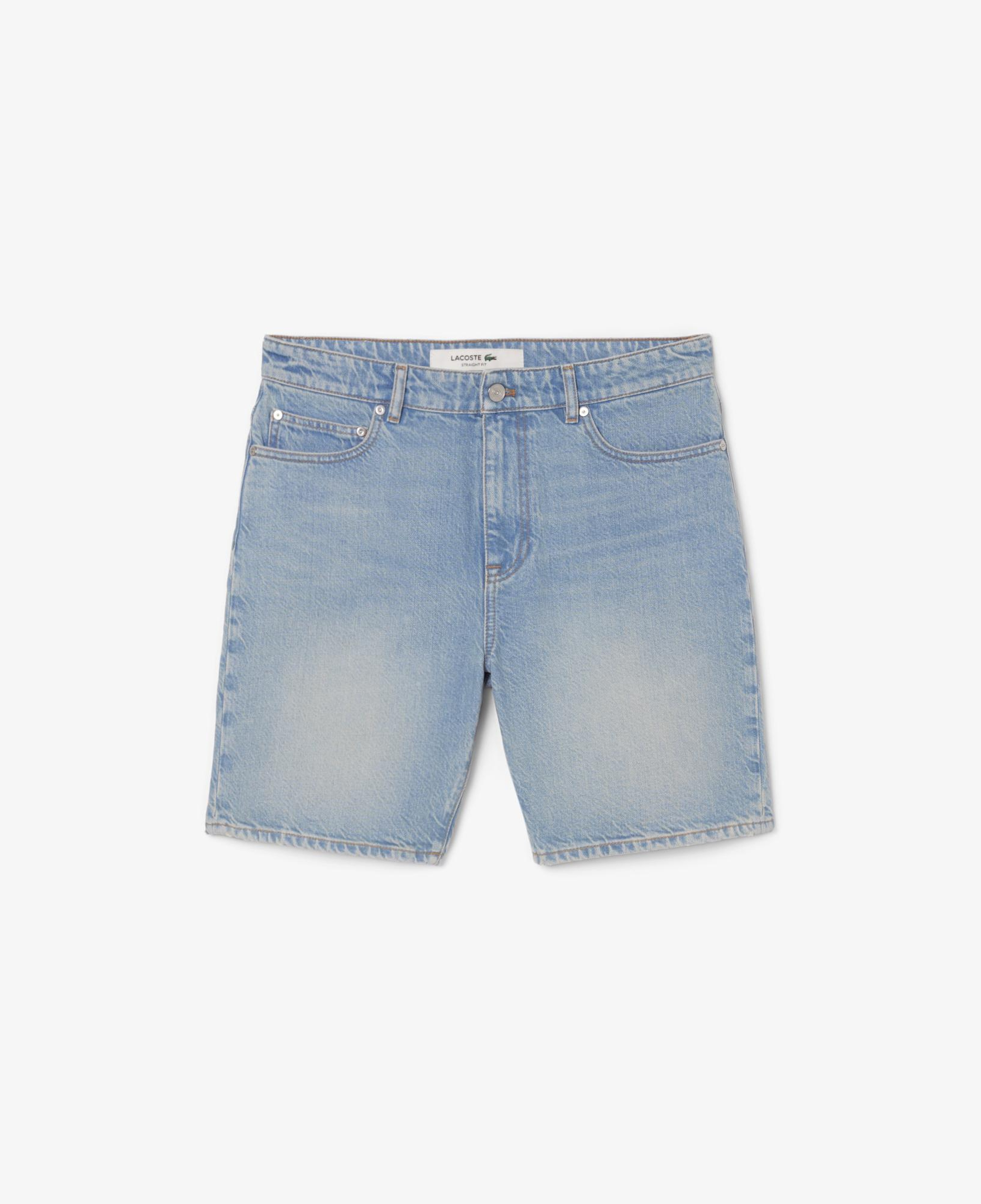 Erkek Straight Fit Denim Mavi Bermuda Şort