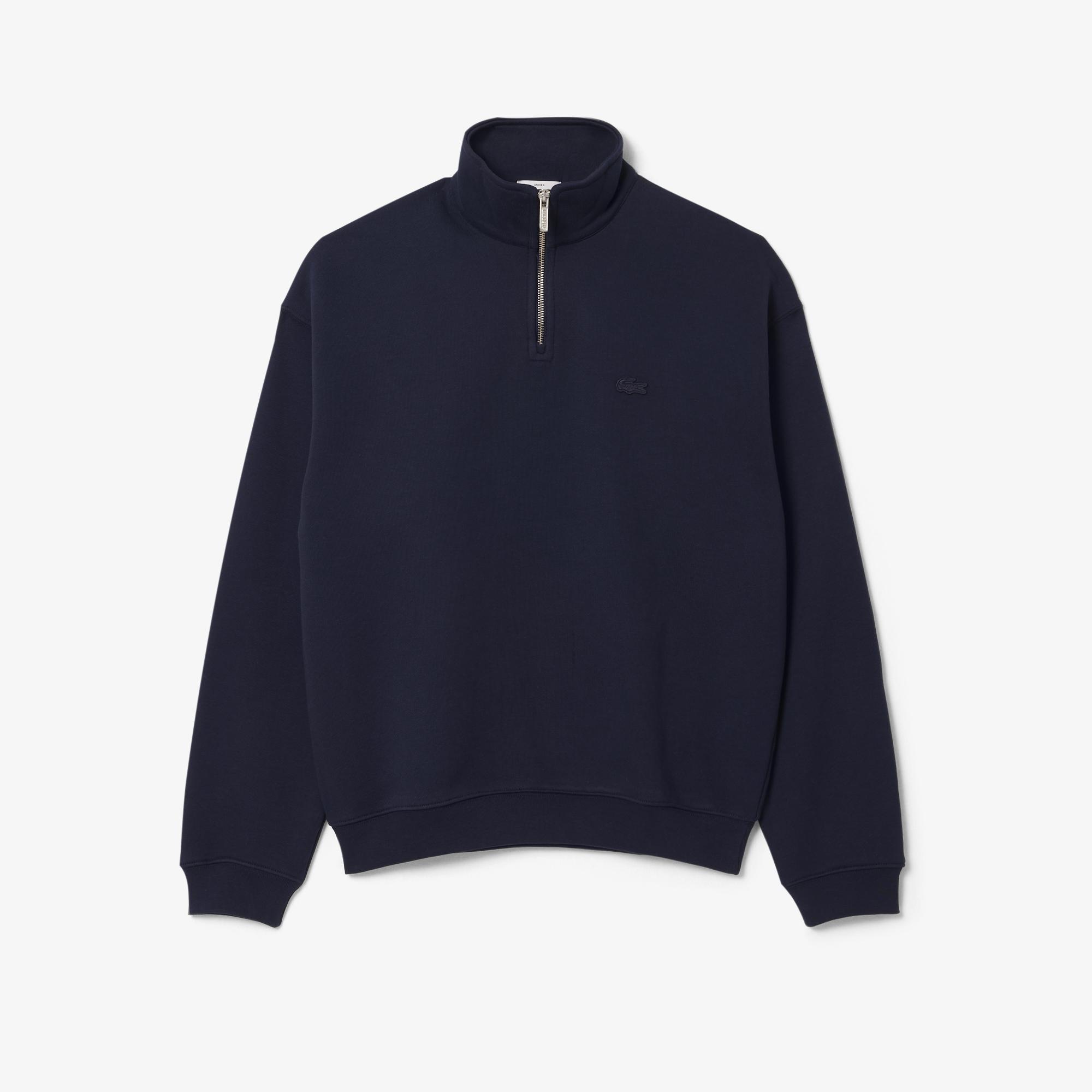 Unisex Loose Fit Yarım Fermuarlı Lacivert Sweatshirt