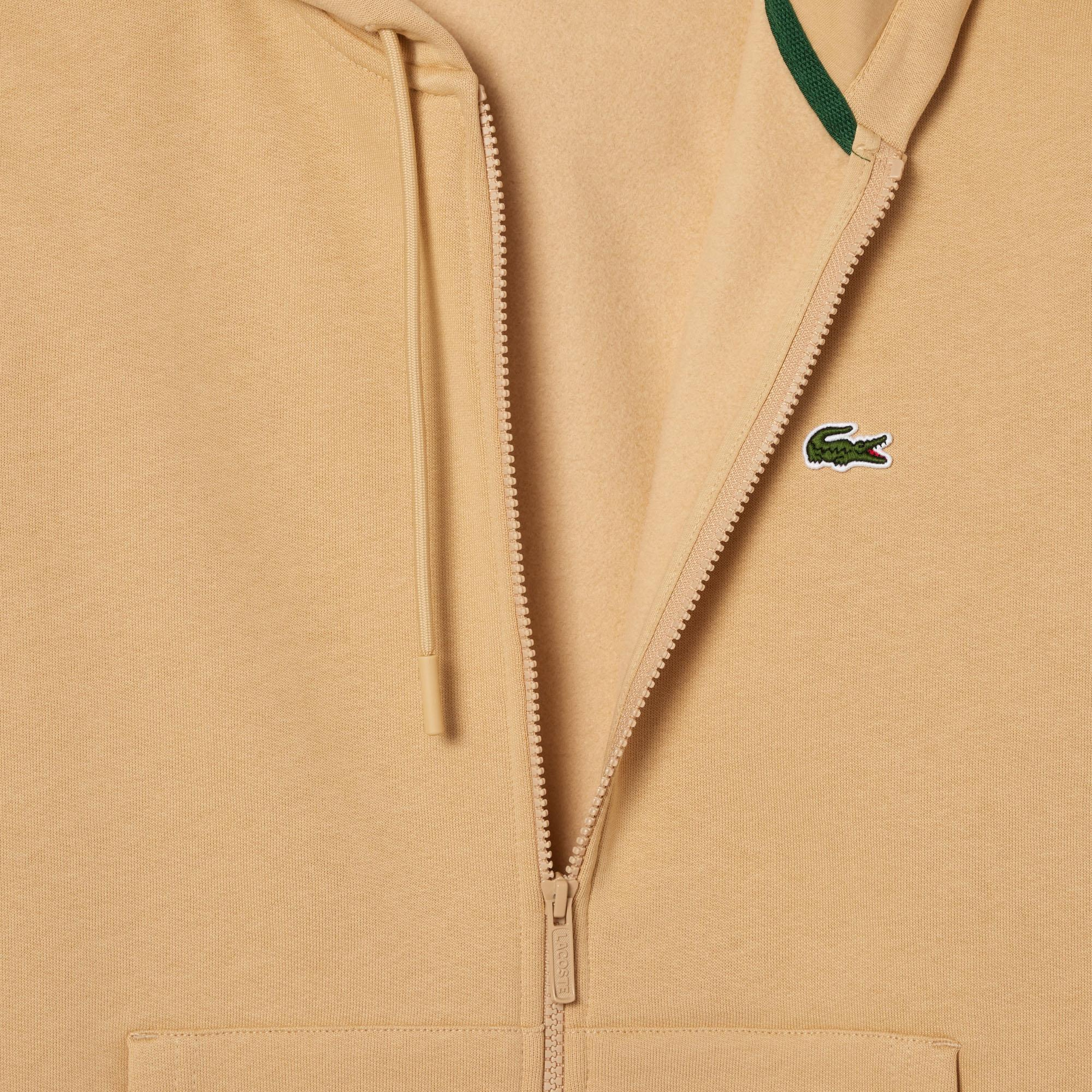 Erkek Classic Fit Fermuarlı Bej Sweatshirt