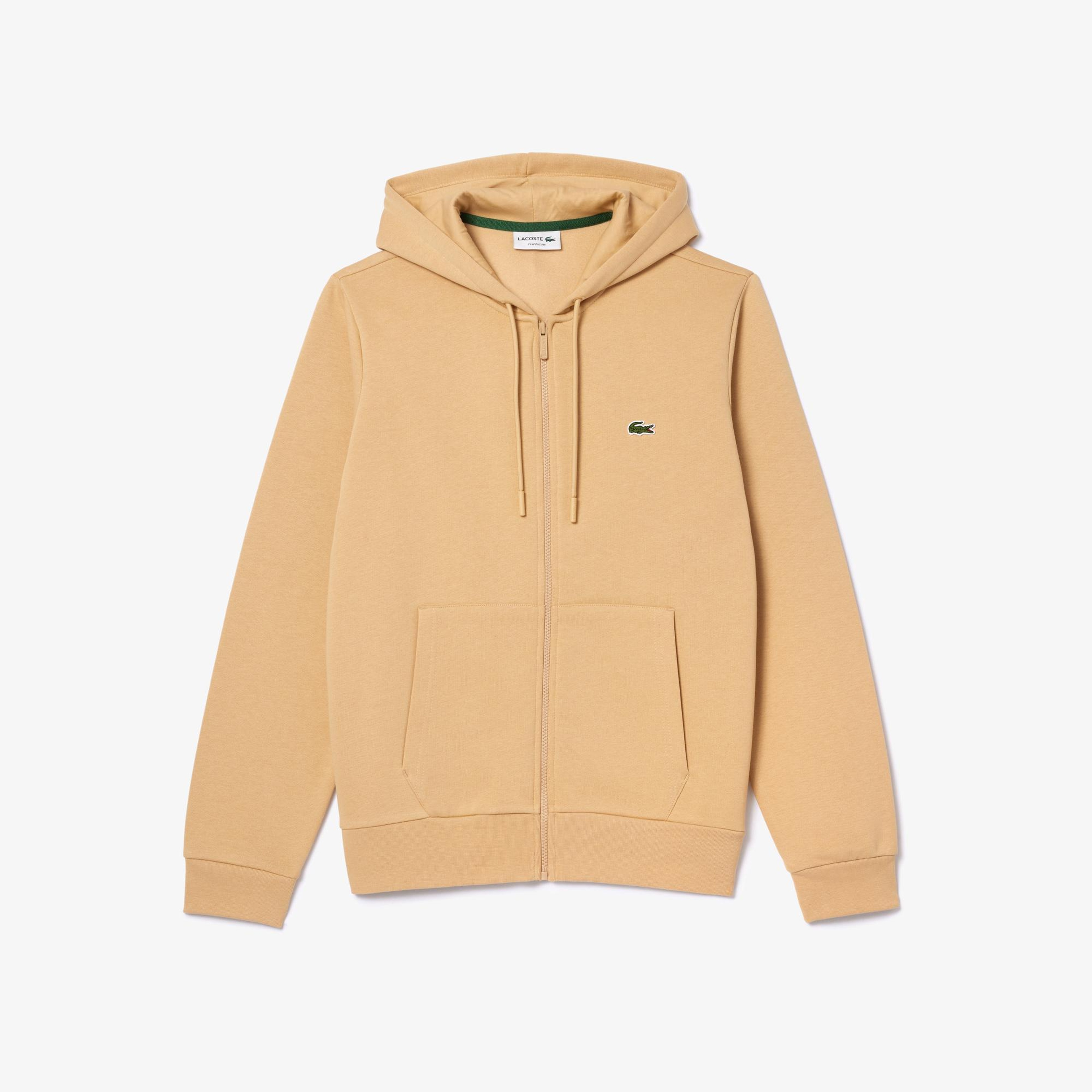 Erkek Classic Fit Fermuarlı Bej Sweatshirt