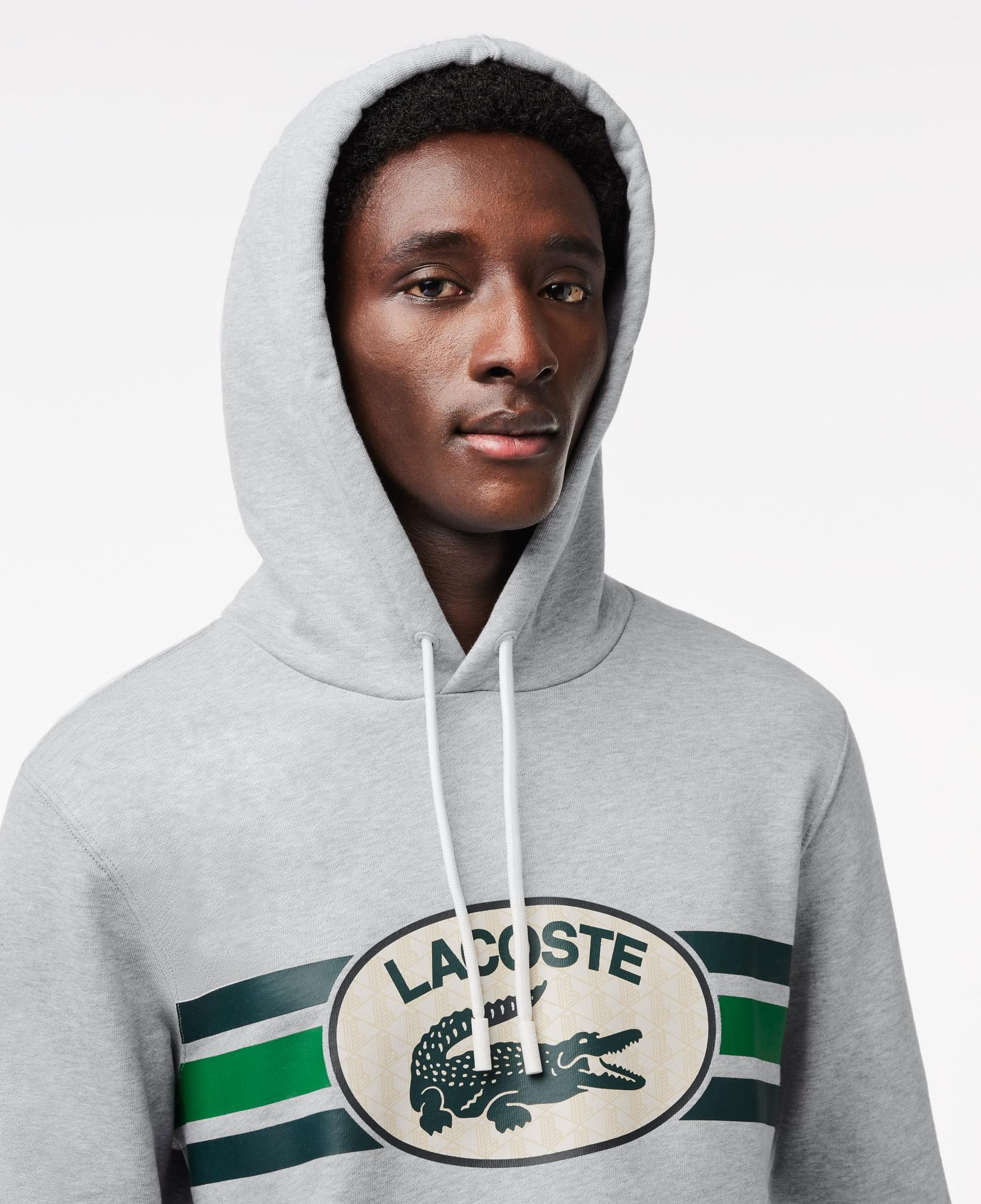 Erkek Classic Fit Kapüşonlu Baskılı Gri Sweatshirt