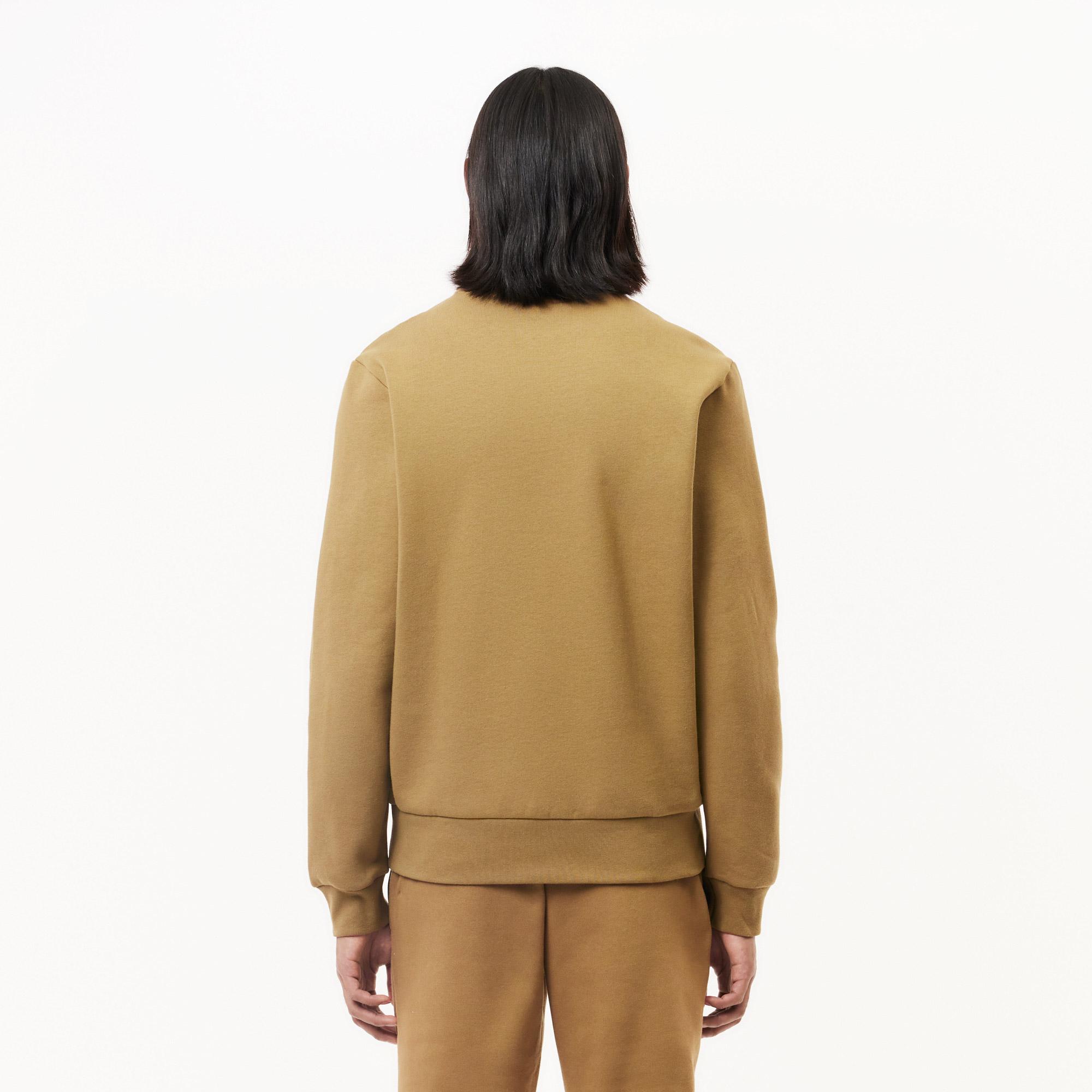 Erkek Classic Fit Bisiklet Yaka Kahverengi Sweatshirt