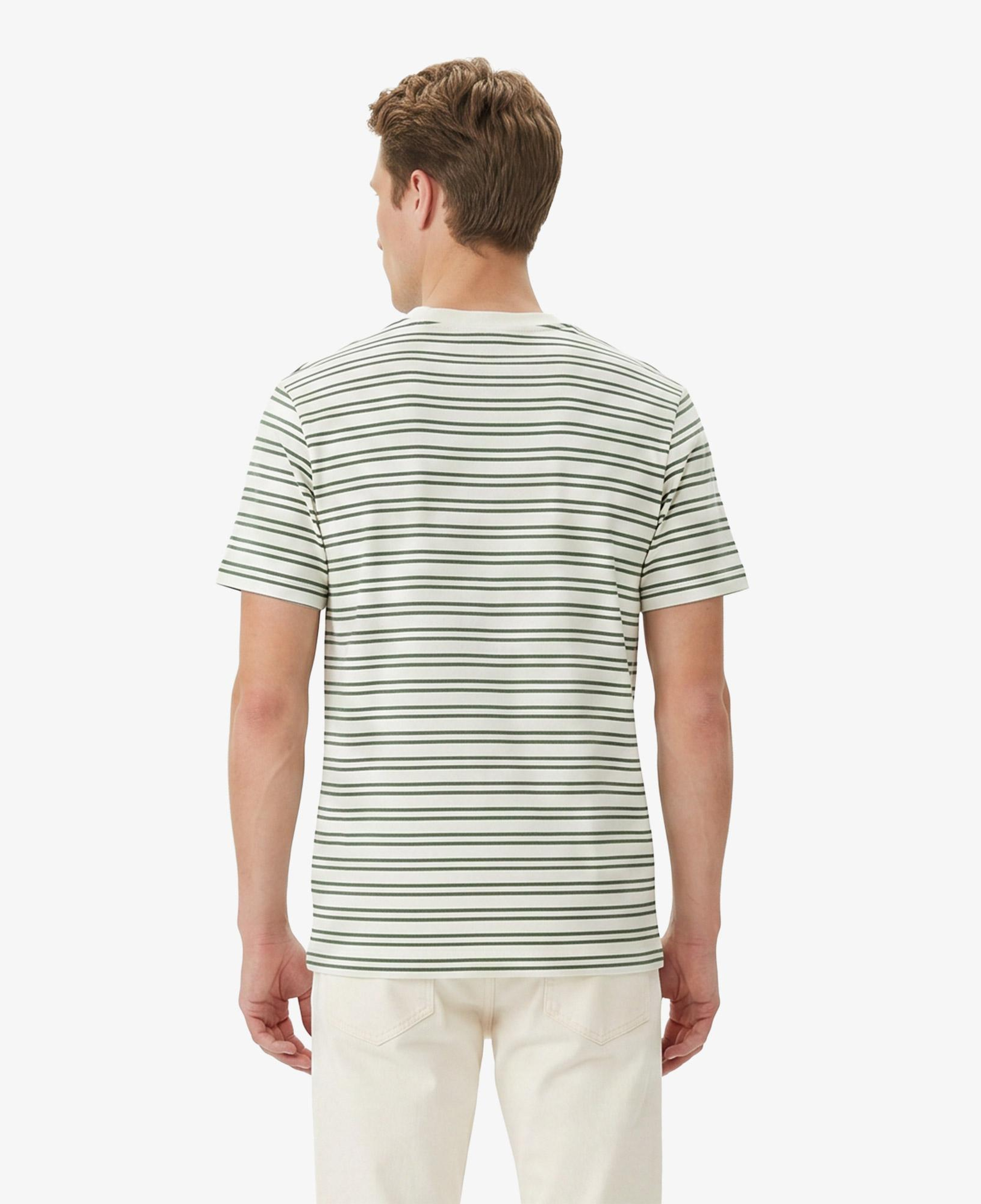 Erkek Classic Fit Bisiklet Yaka Çizgili Yeşil T-Shirt