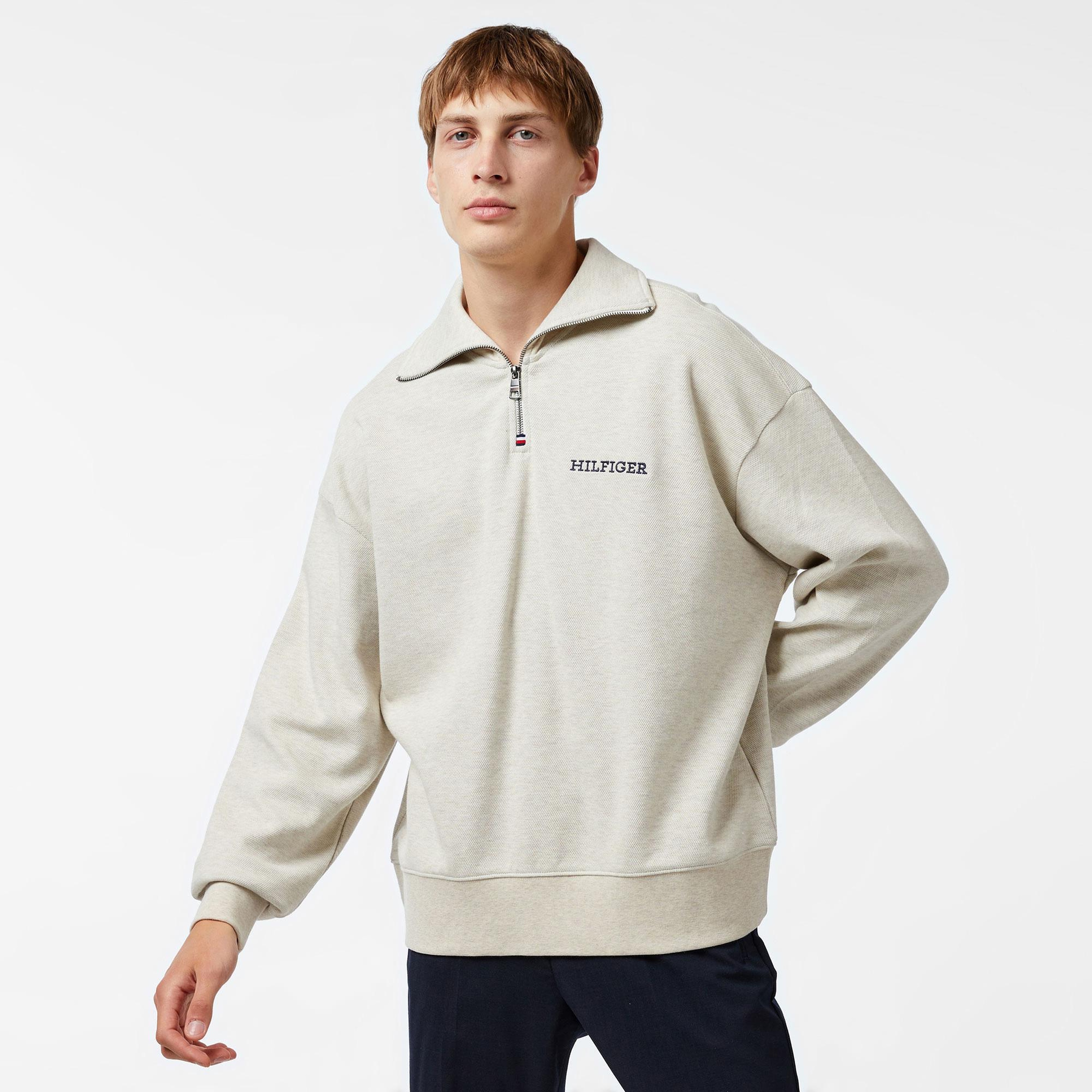 Tommy Hilfiger Erkek Beyaz Sweatshirt