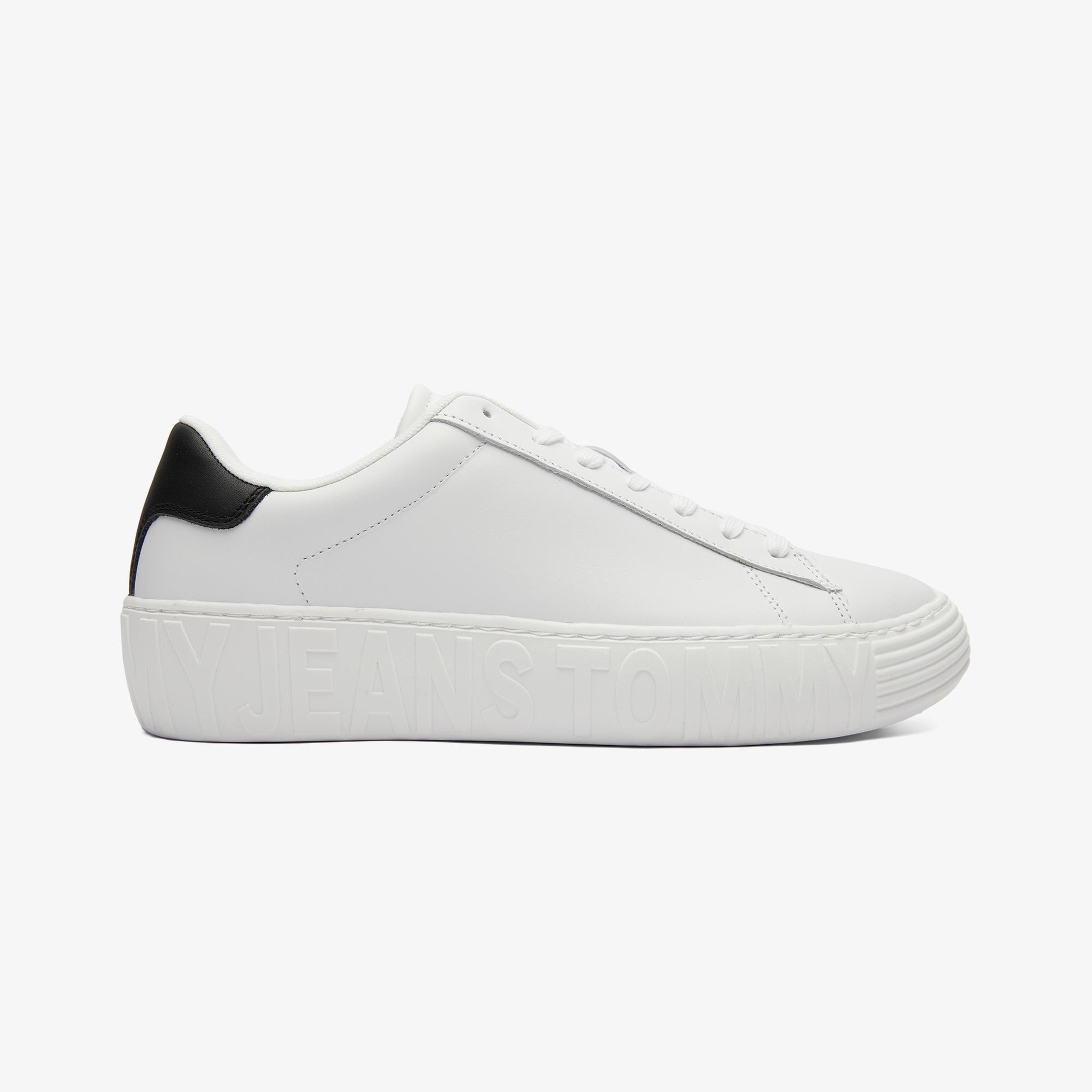 Tommy Jeans Leather Outsole Erkek Beyaz Sneaker
