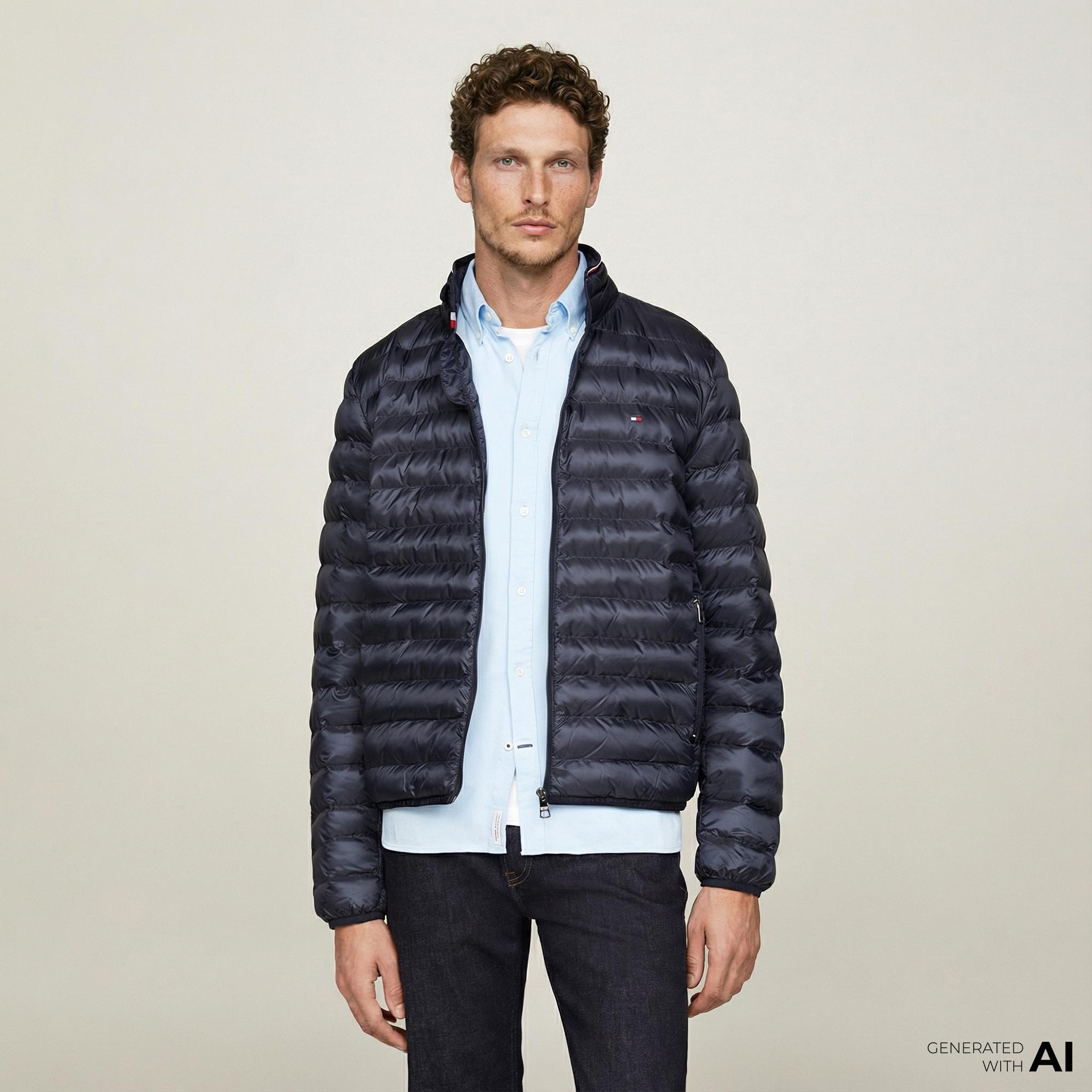 Tommy Hilfiger Erkek Mavi Mont
