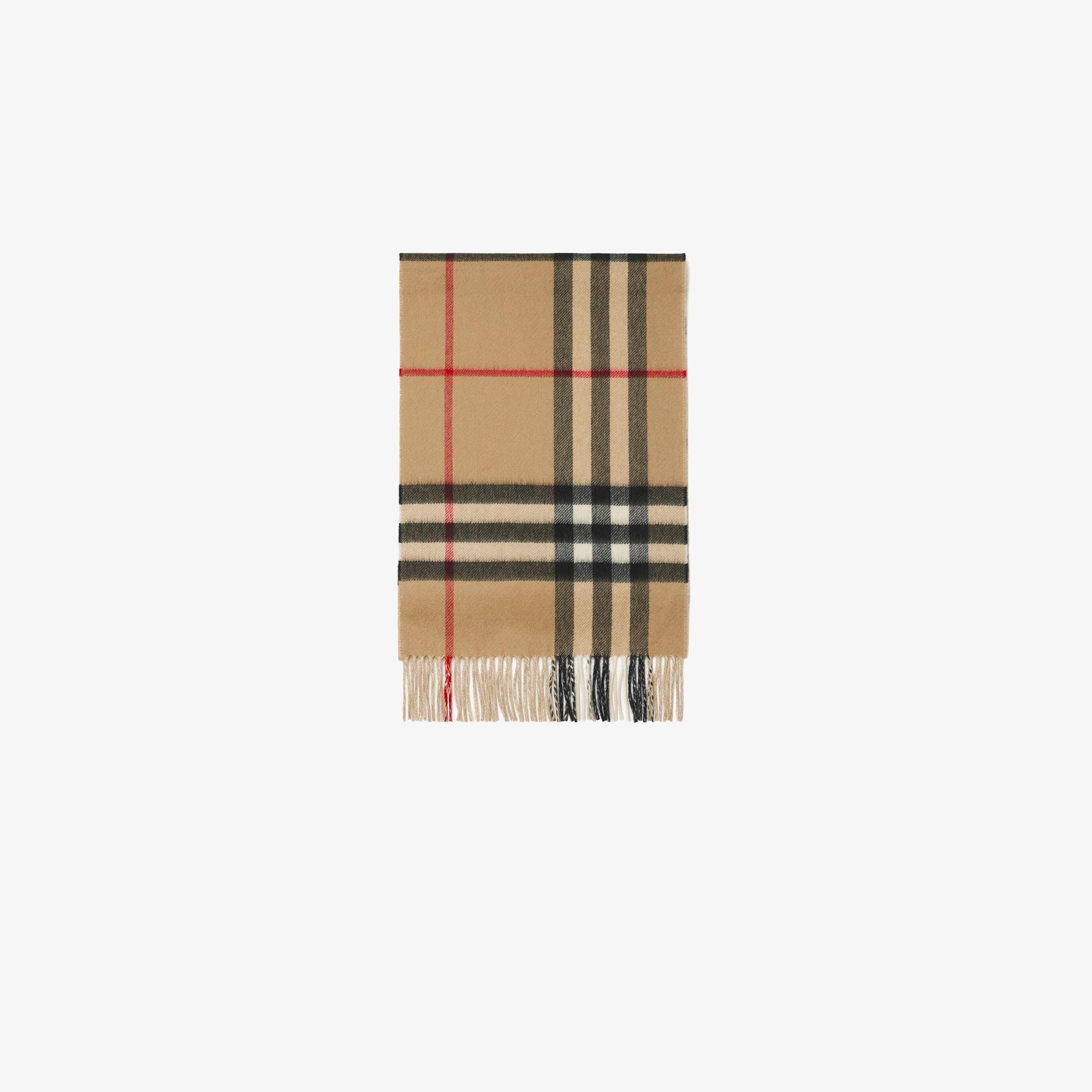 Burberry Contrast Check Cashmere Kadın Bej Atkı