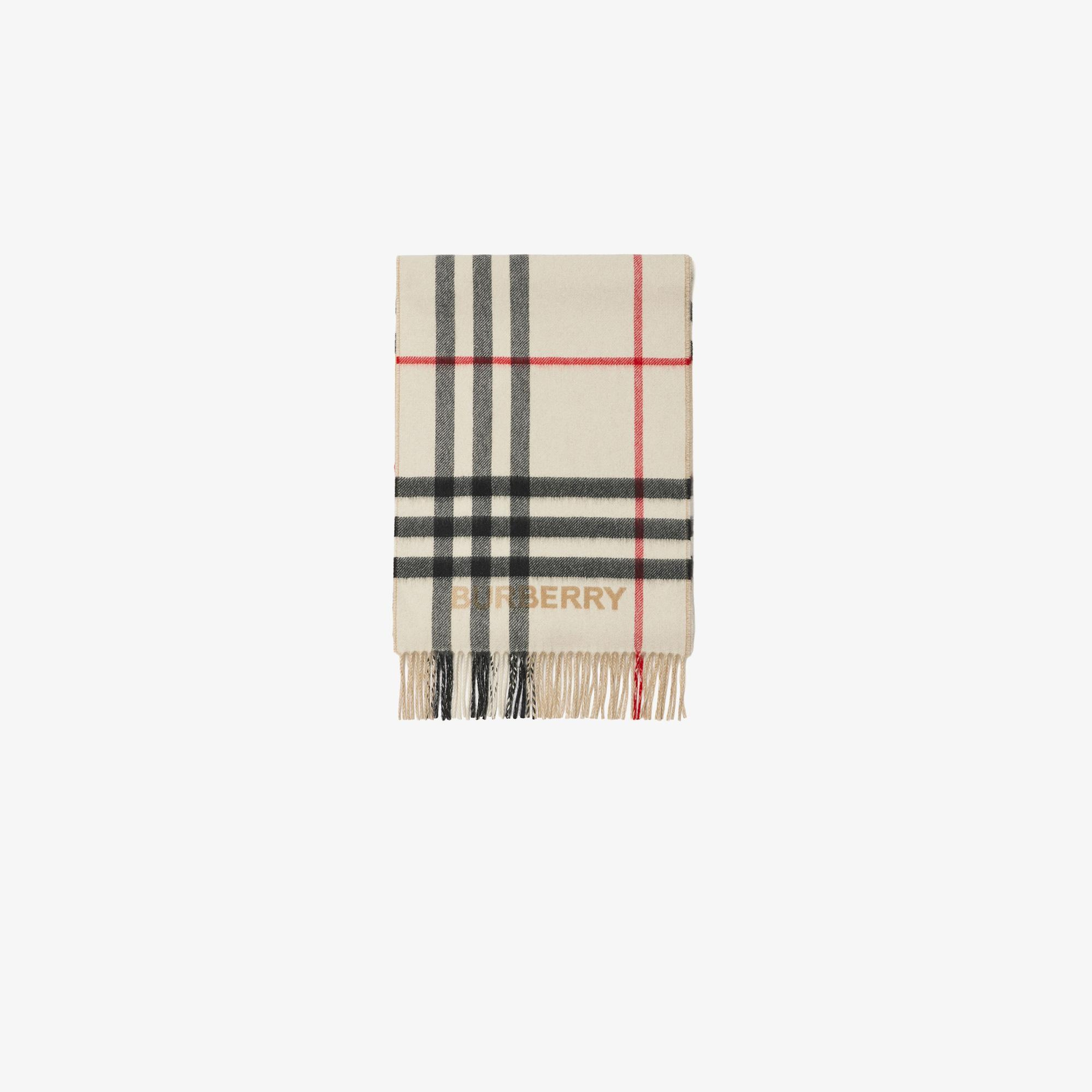 Burberry Contrast Check Cashmere Kadın Bej Atkı