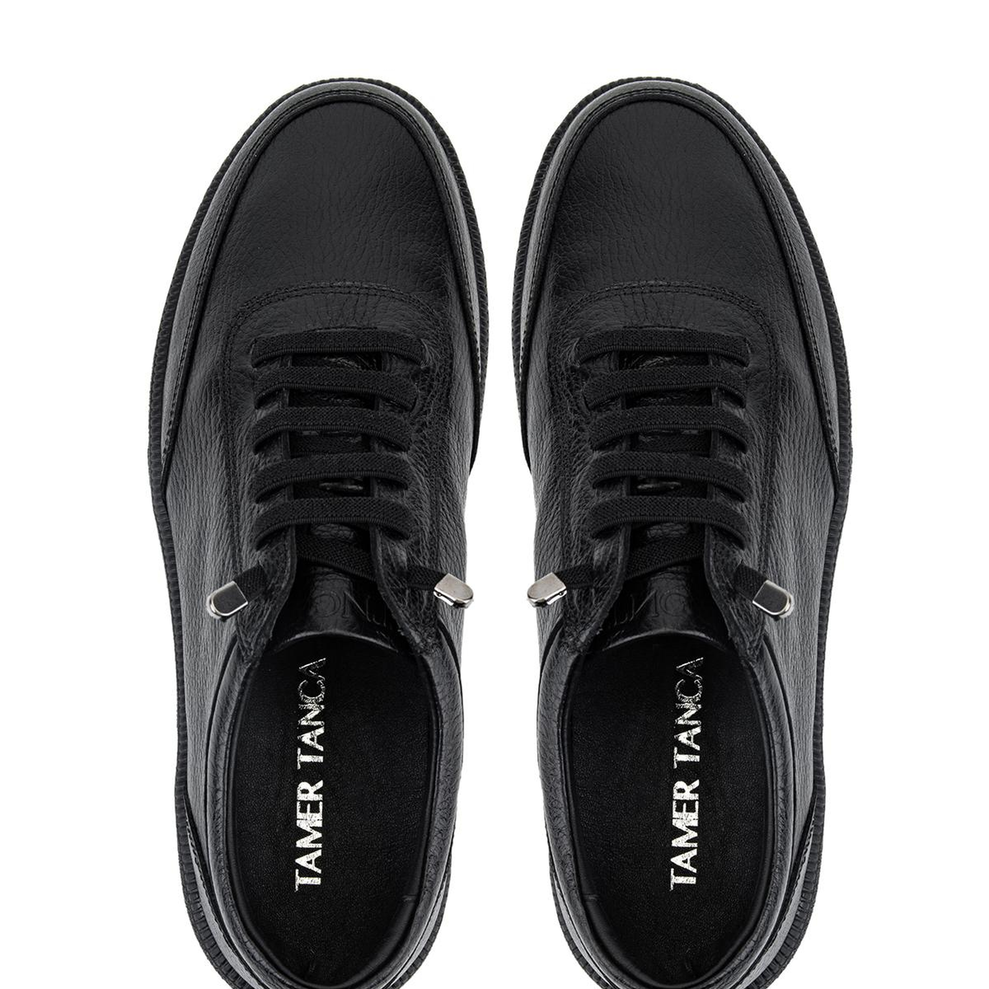 Tamer Tanca Erkek Hakiki Deri Siyah Sneakers & Spor Ayakkabı