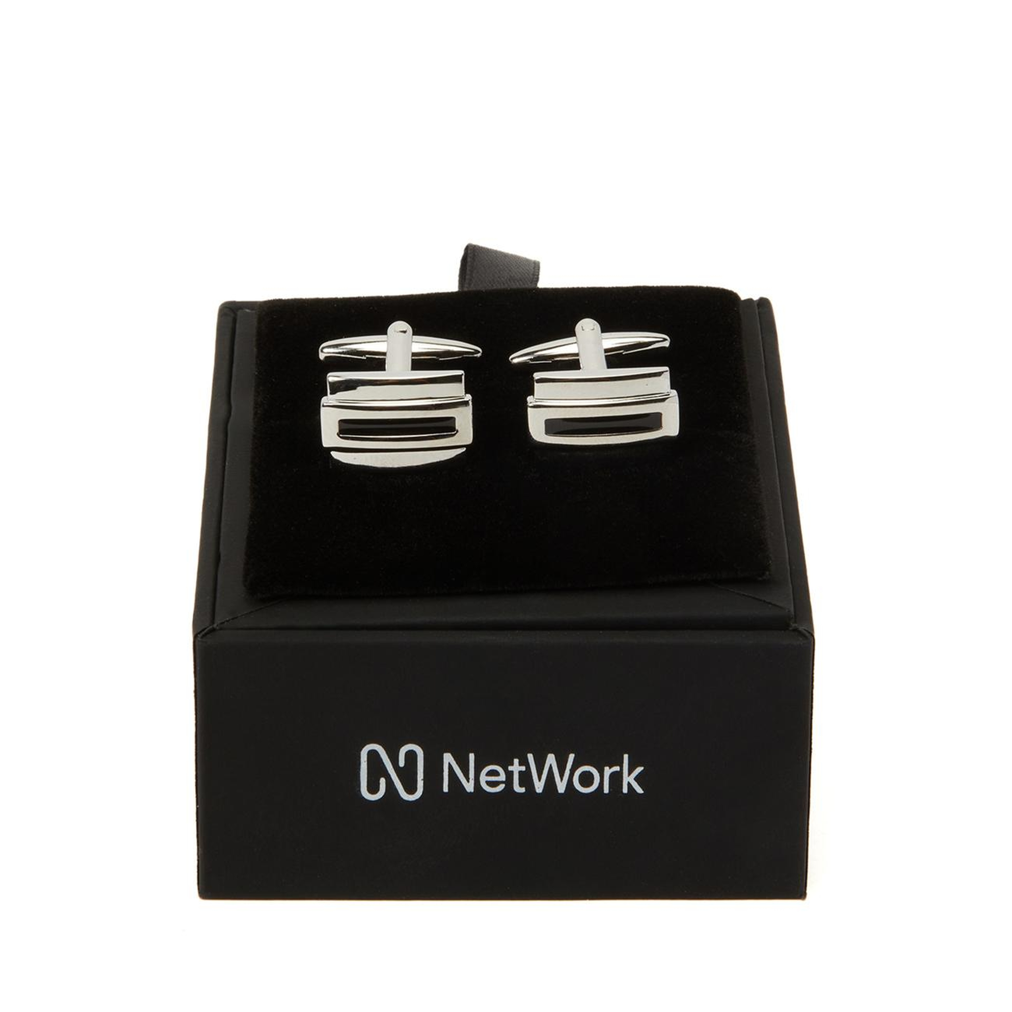 Network Erkek Silver Dikdörtgen Kol Düğmesi