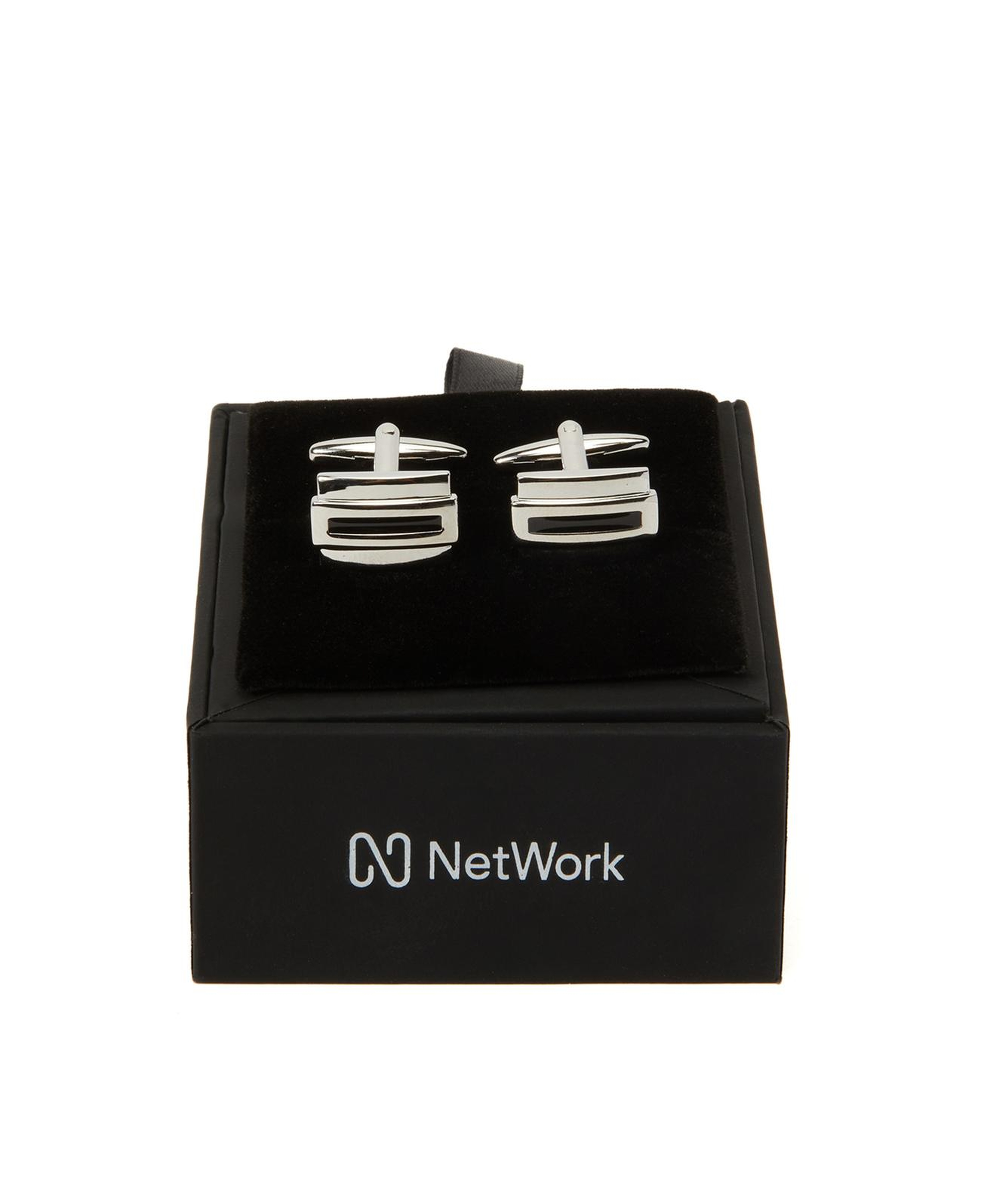 Network Erkek Silver Dikdörtgen Kol Düğmesi