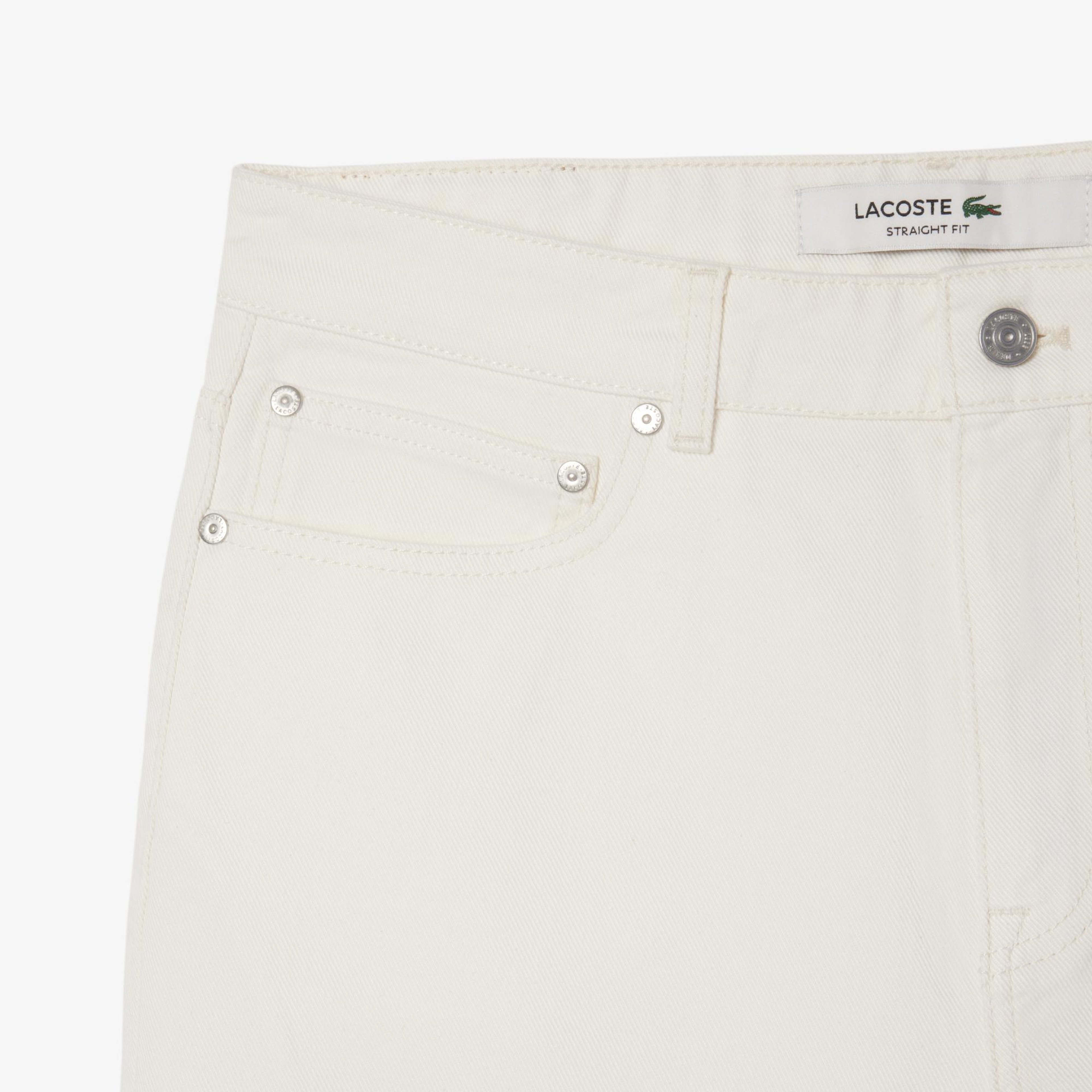 Erkek Straight Fit Denim Beyaz Bermuda Şort