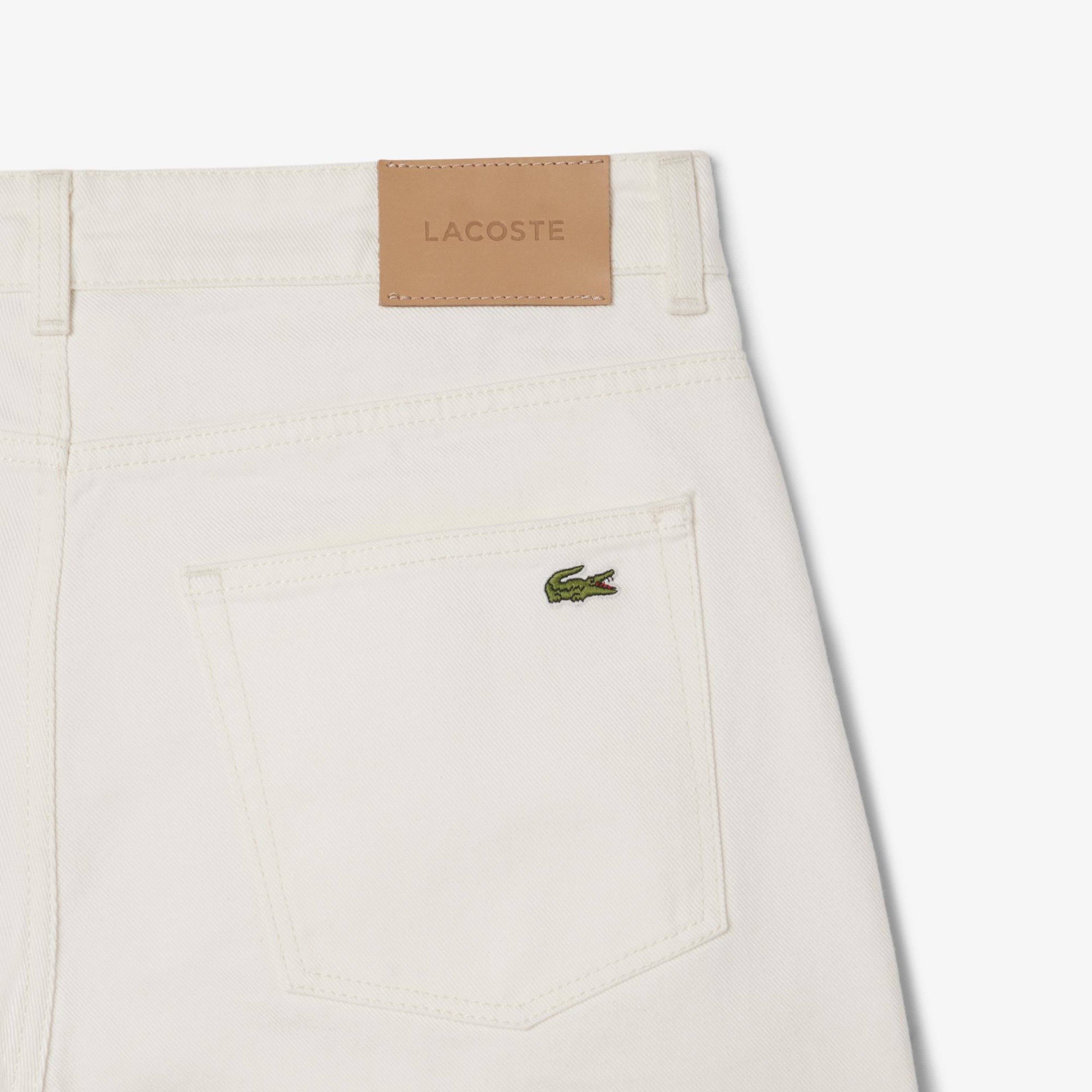 Erkek Straight Fit Denim Beyaz Bermuda Şort