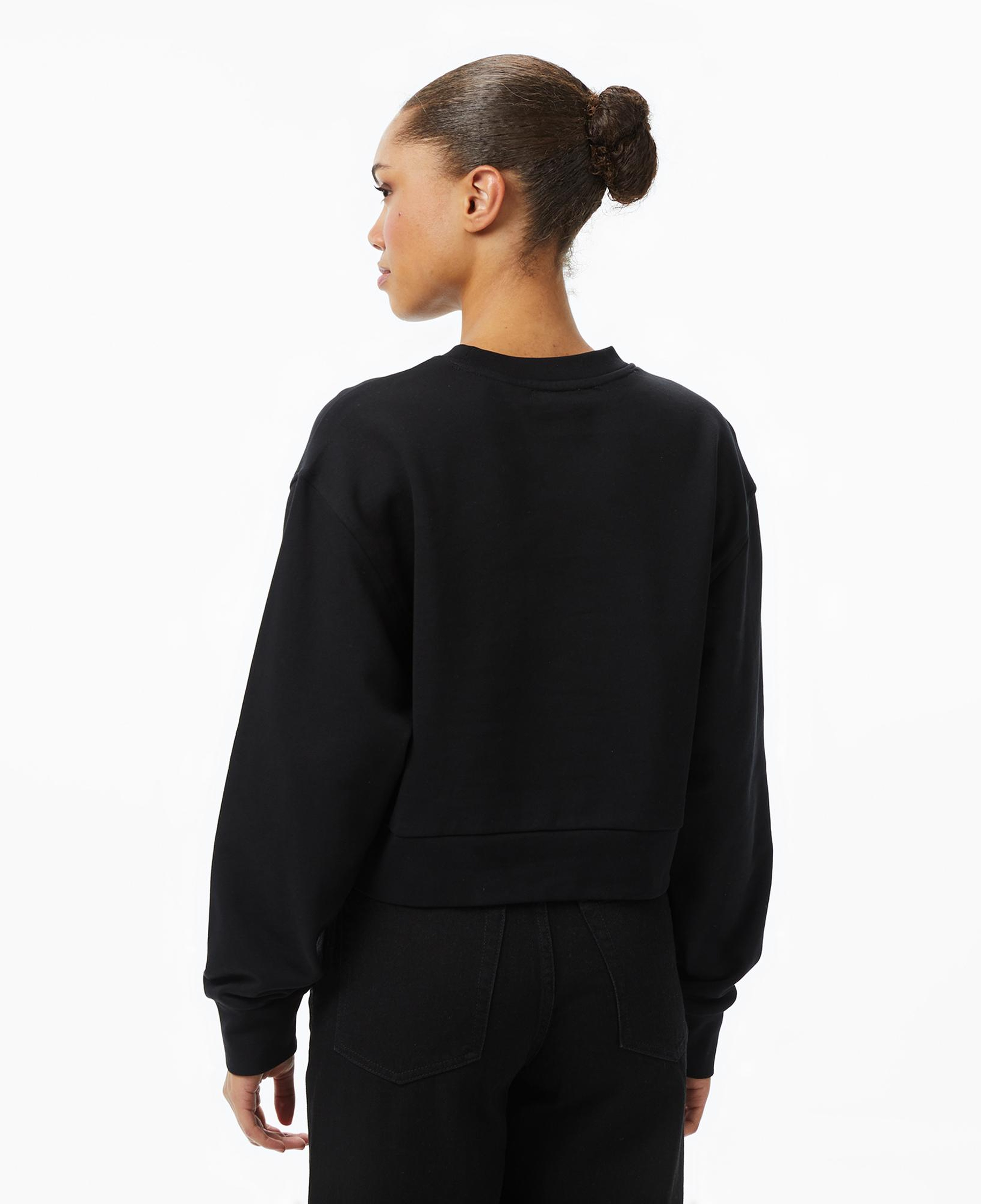 Calvin Klein Cropped Badge Logo Kadın Siyah Sweatshirt