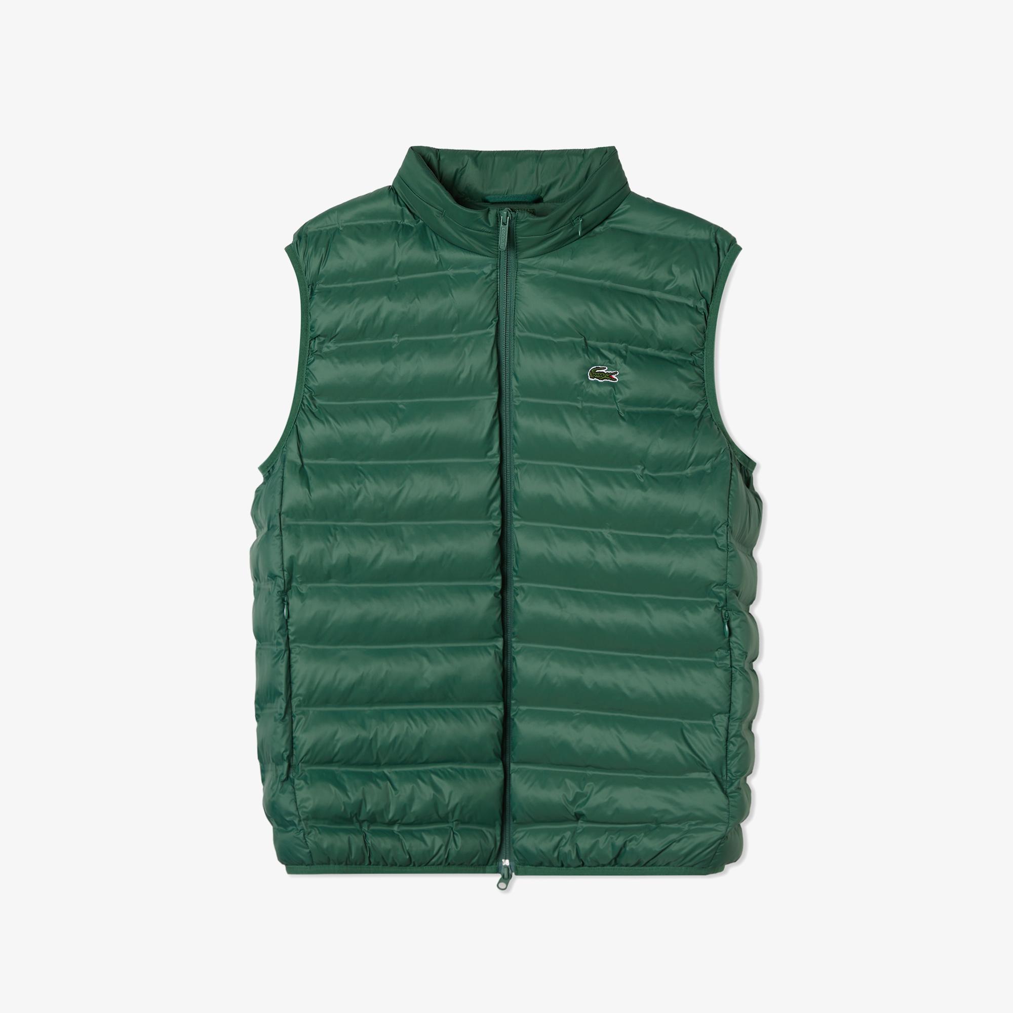 Erkek Slim Fit Kapüşonlu Yeşil Yelek