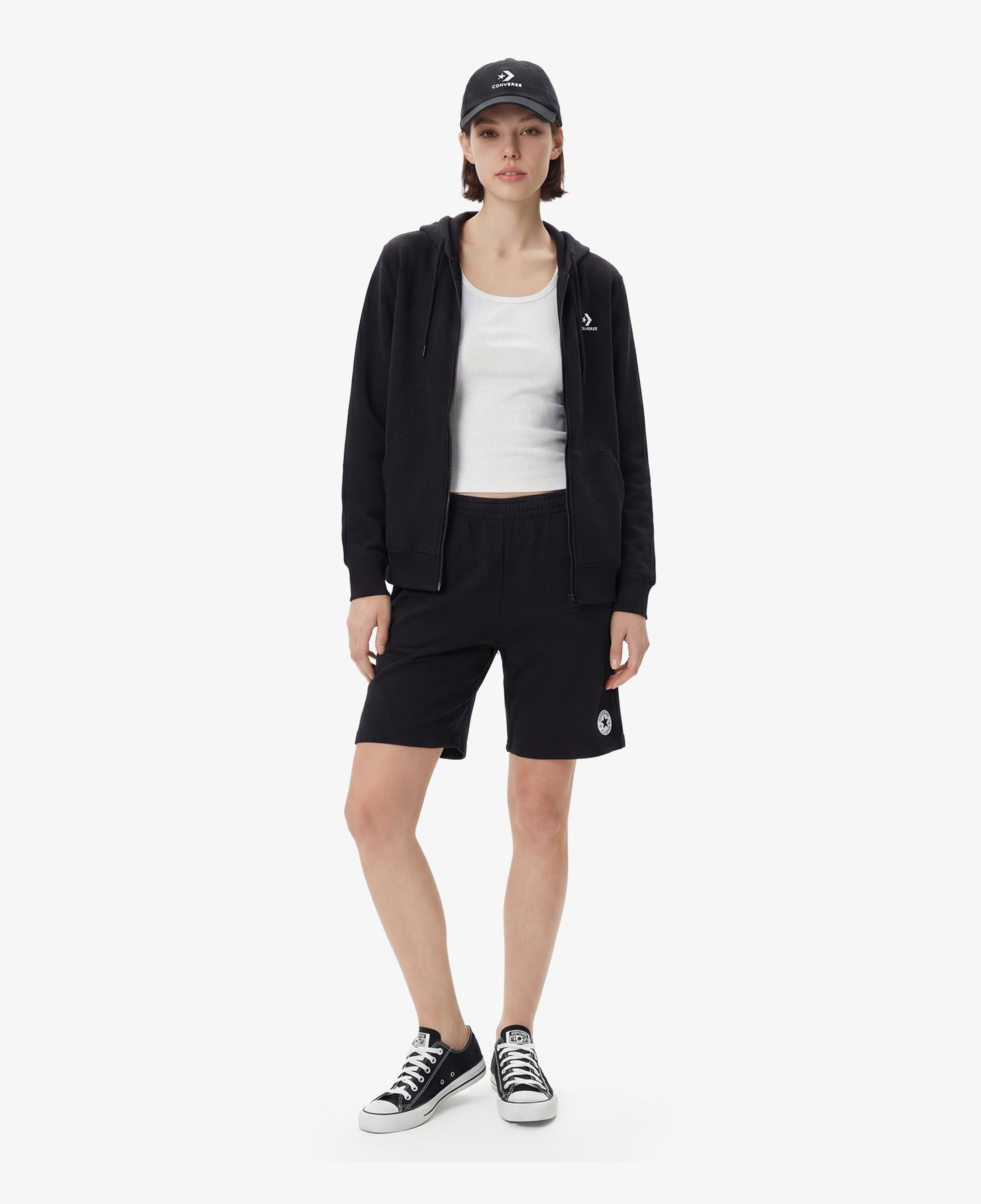 Converse Unisex Siyah Fermuarlı Hoodie