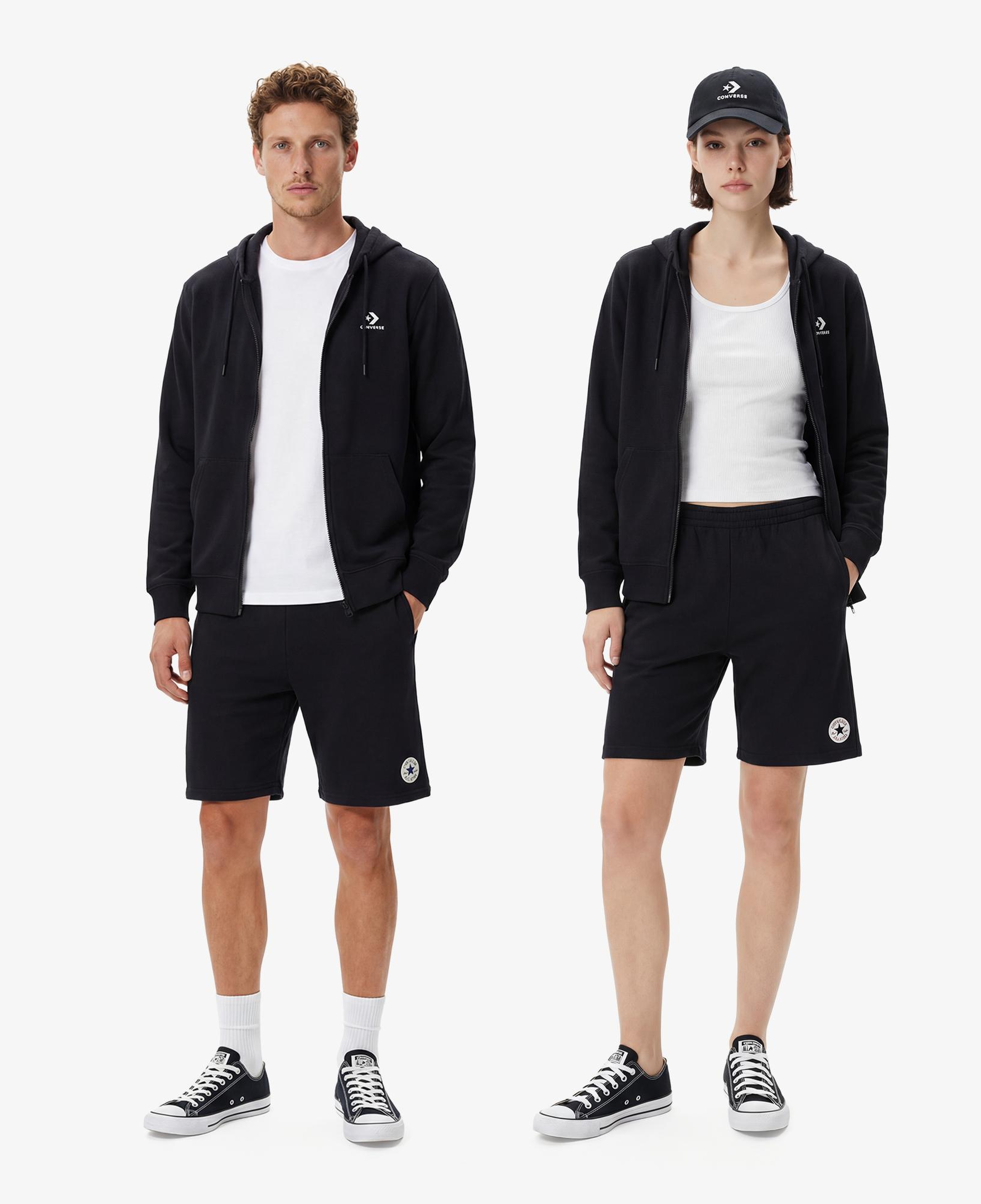 Converse Unisex Siyah Fermuarlı Hoodie