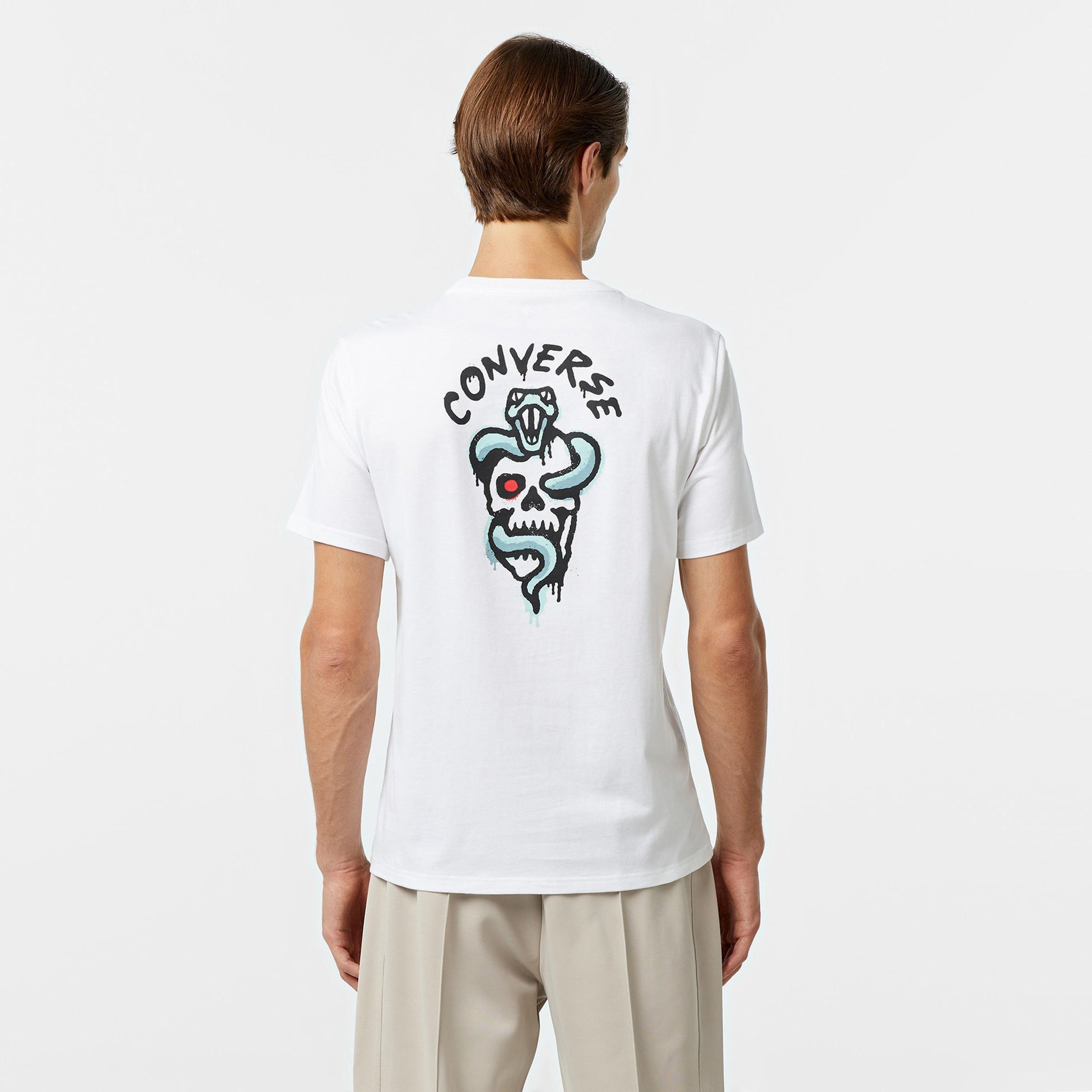 Converse Spray Paint Baskılı Erkek Beyaz T-Shirt