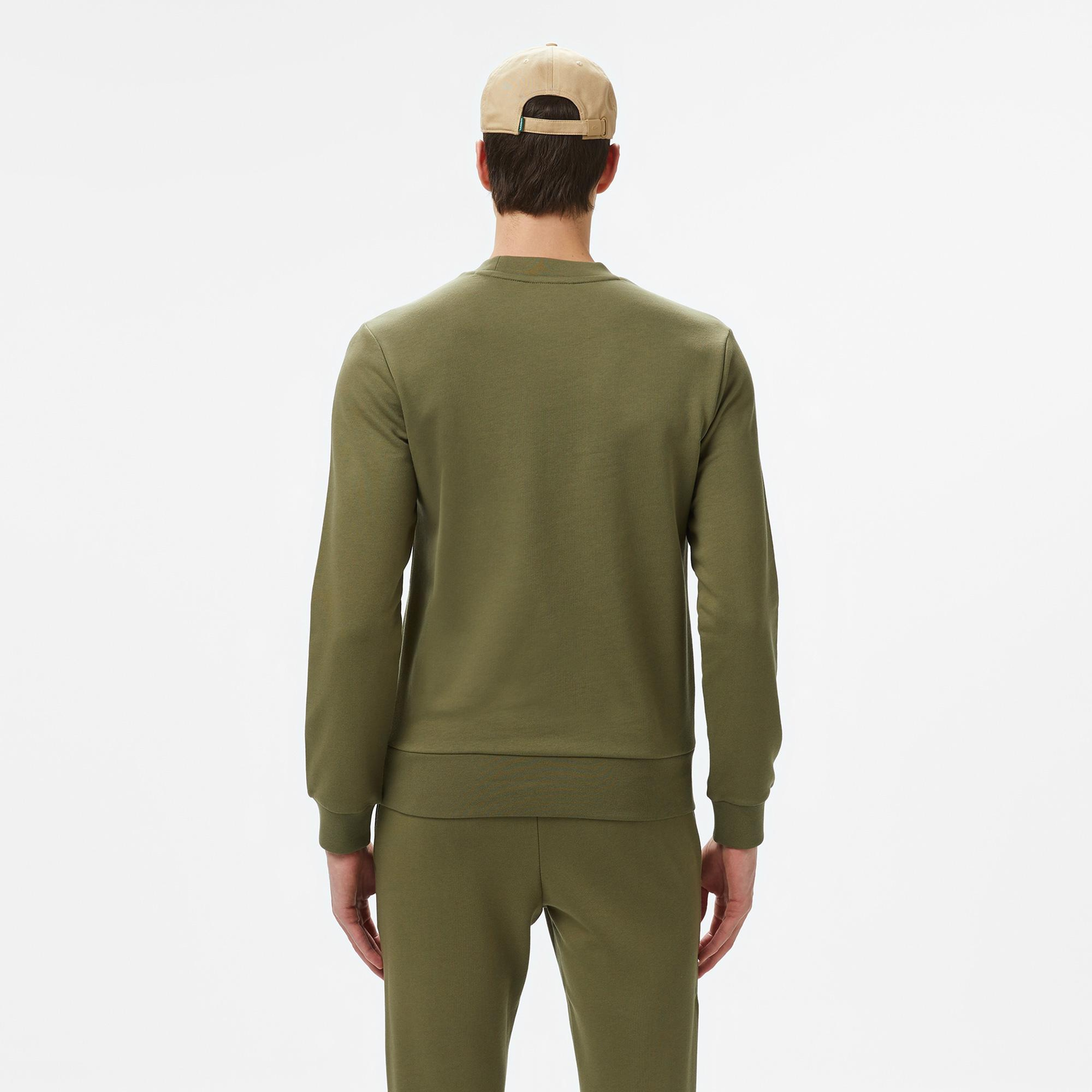 Erkek Classic Fit Bisiklet Yaka Haki Sweatshirt